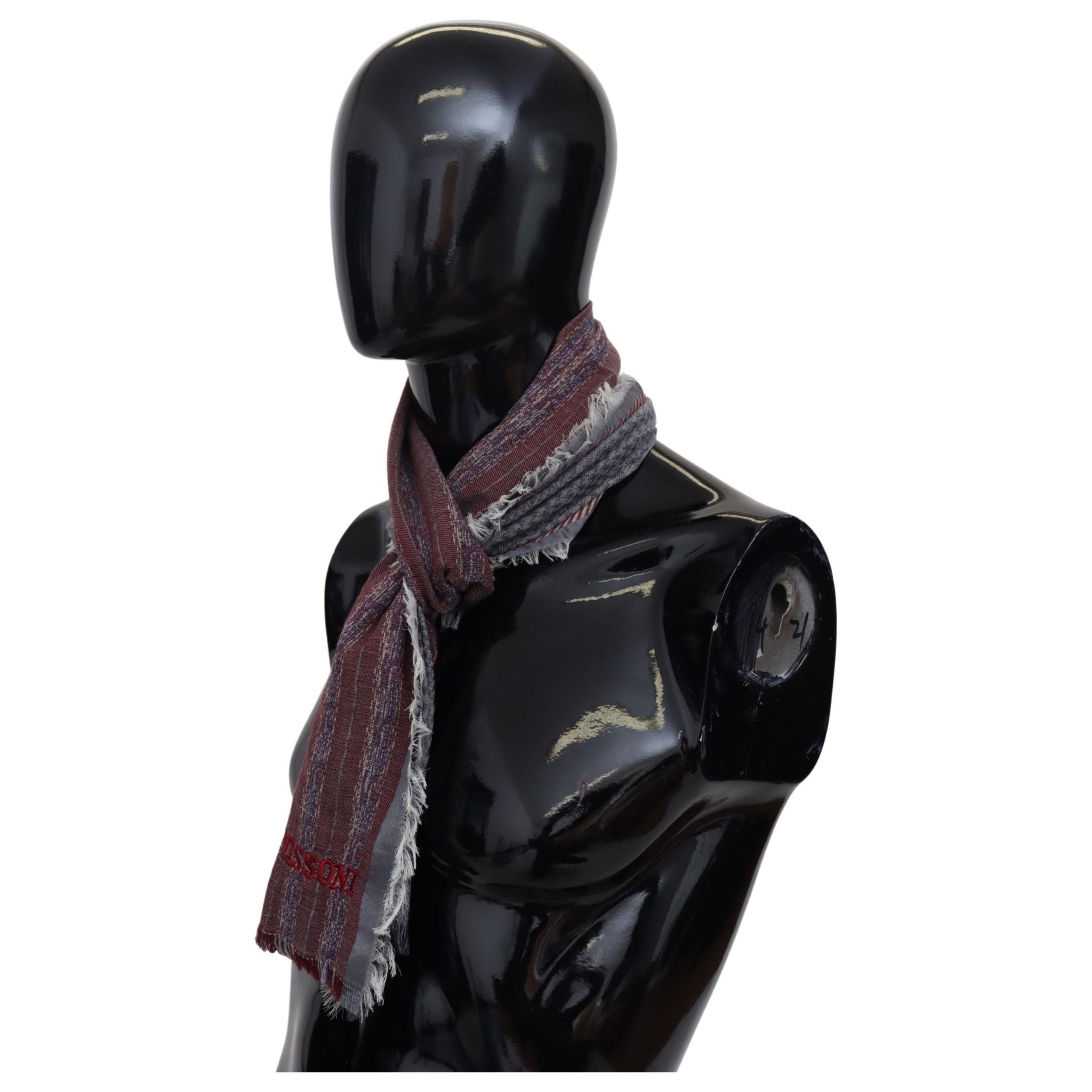 Missoni Multicolour Wool Striped Logo Scarf
