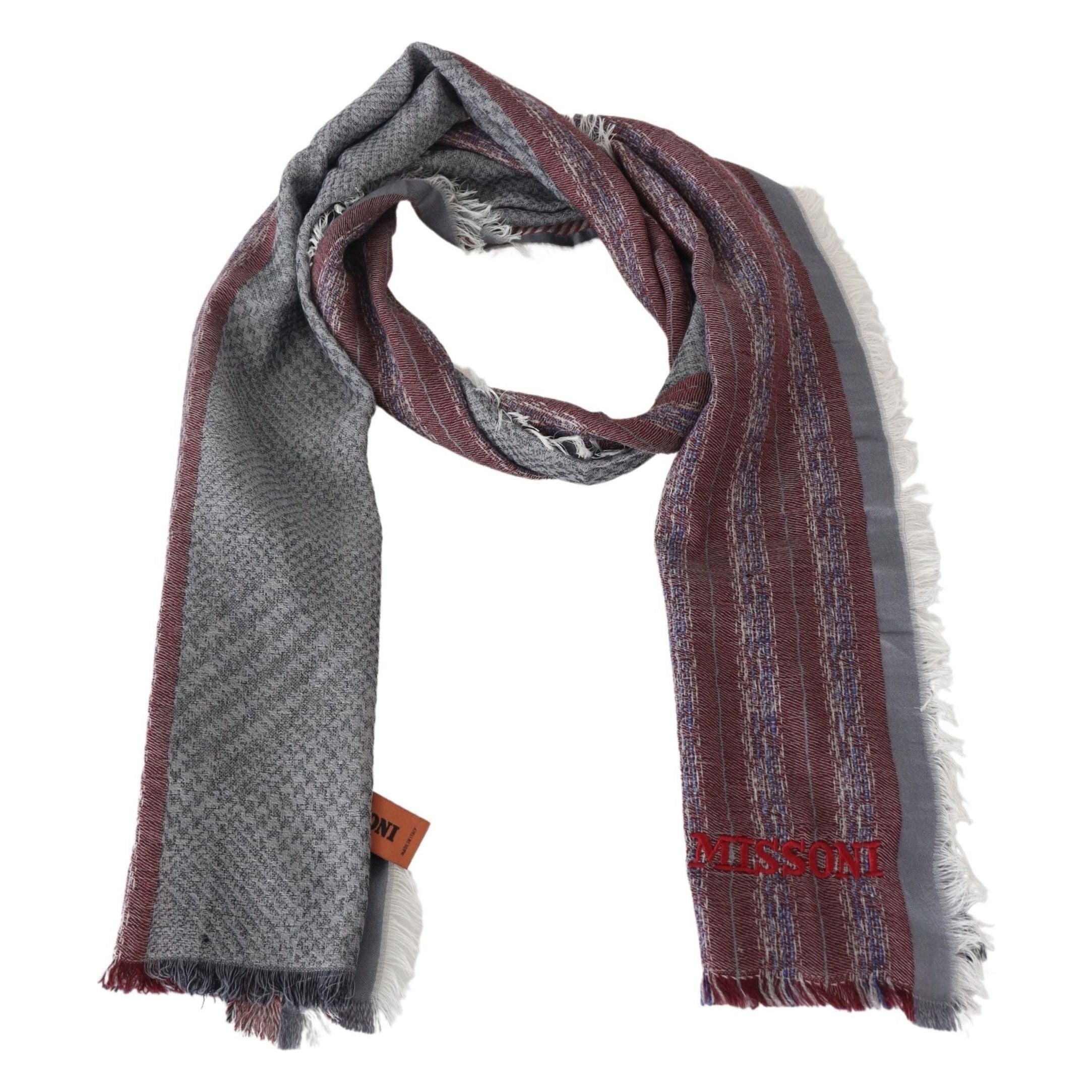 Missoni Multicolour Wool Striped Logo Scarf