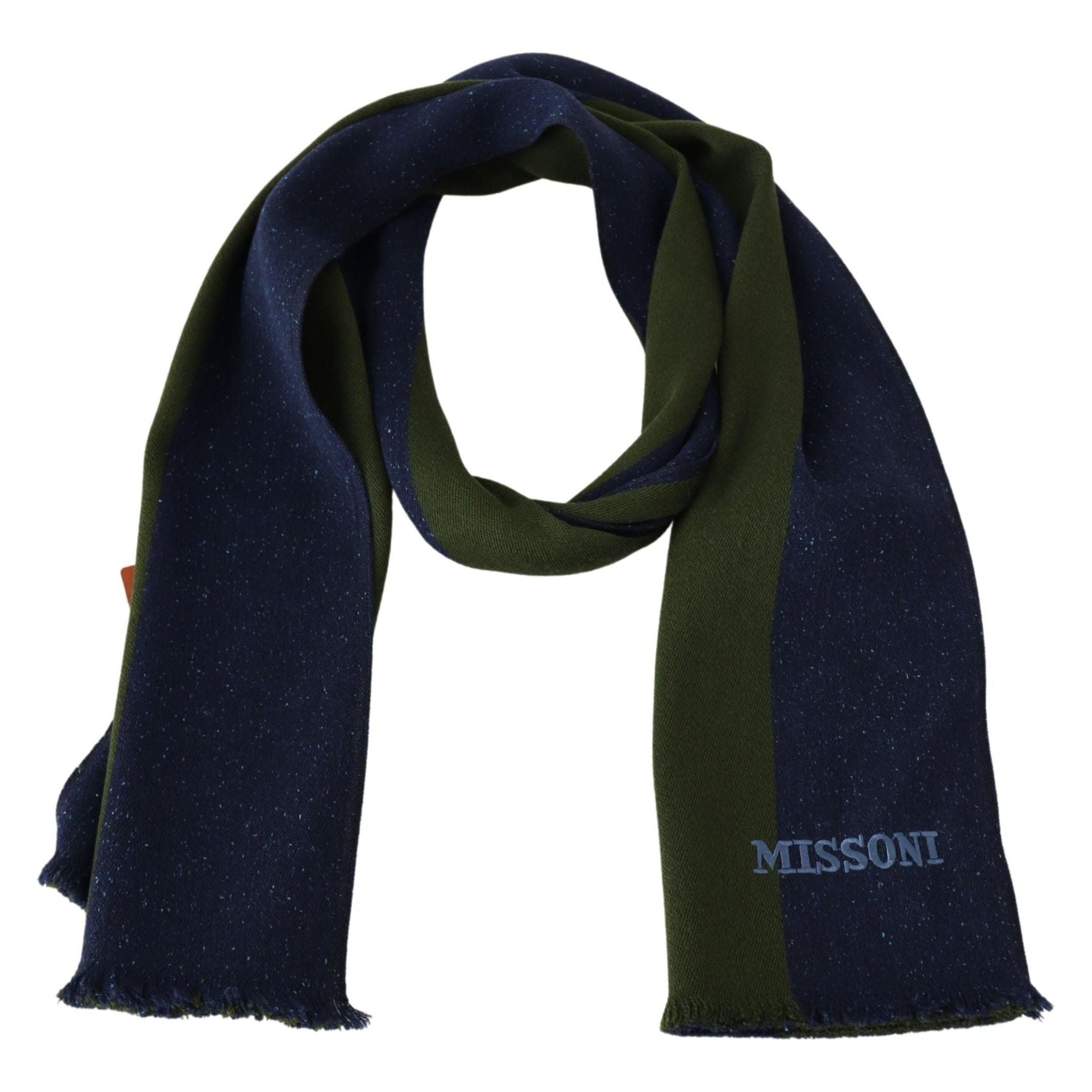 Missoni Multicolour Wool Scarf with Stripes and Logo Embroidery