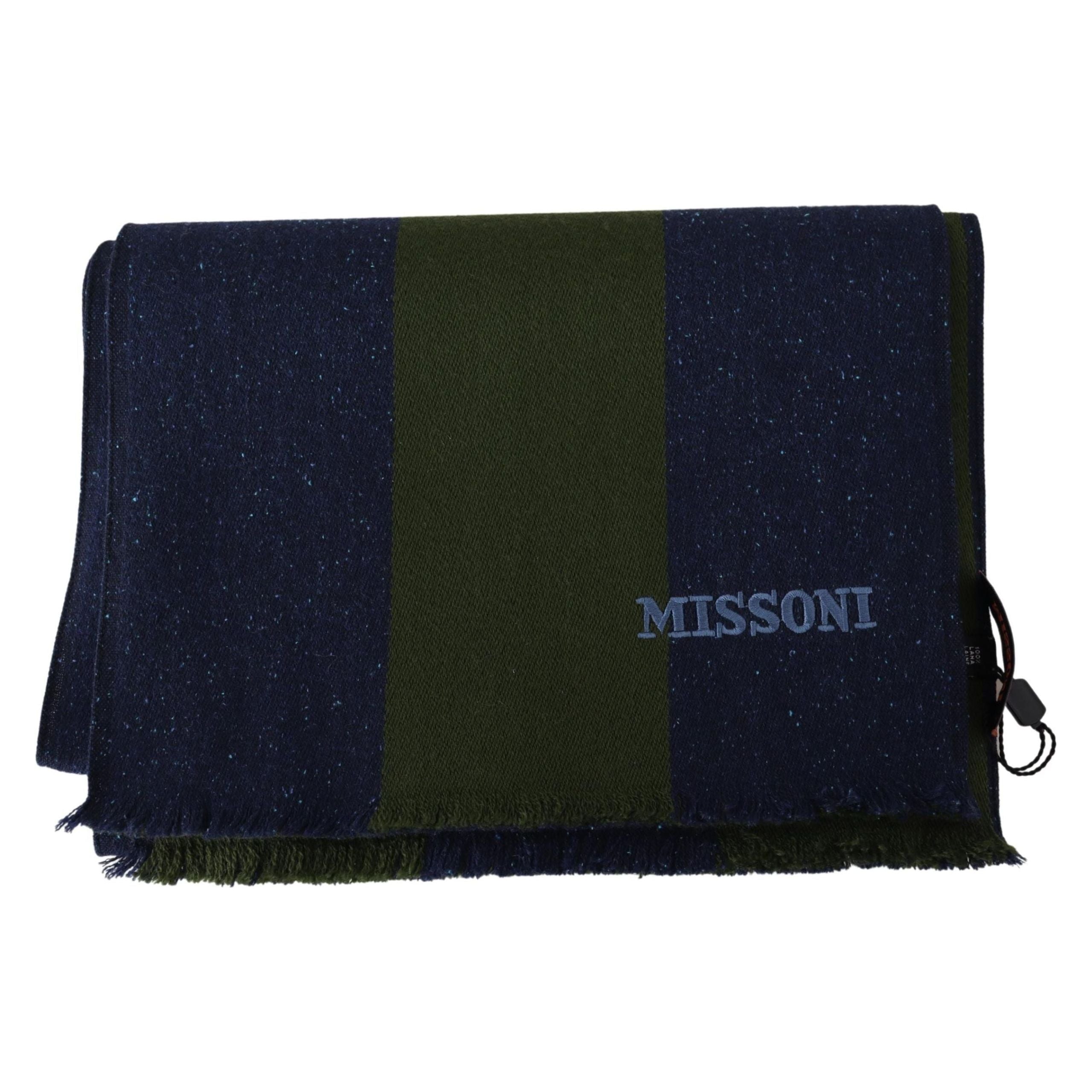 Missoni Multicolour Wool Scarf with Stripes and Logo Embroidery