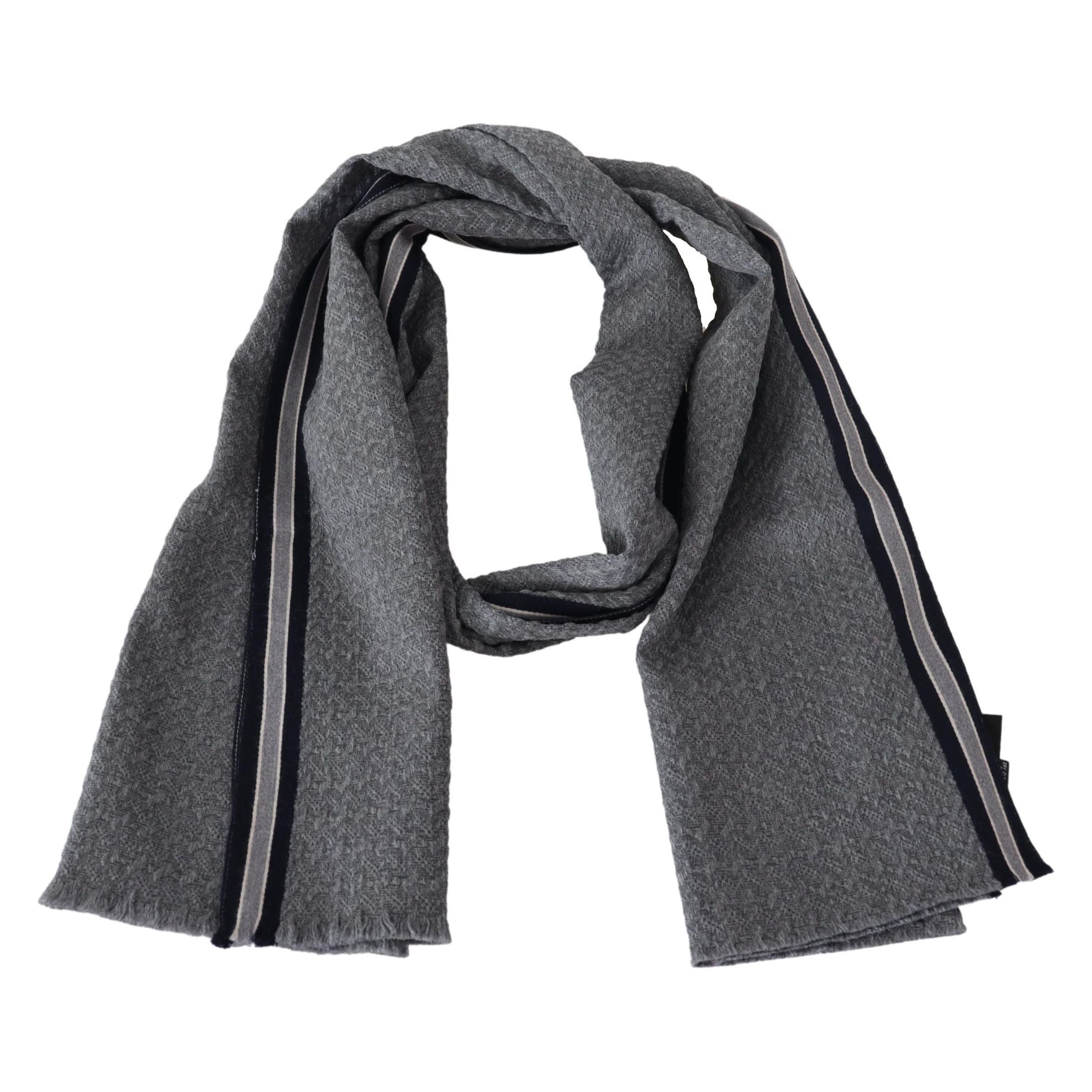 Missoni Gray Wool Scarf with Signature Stripes