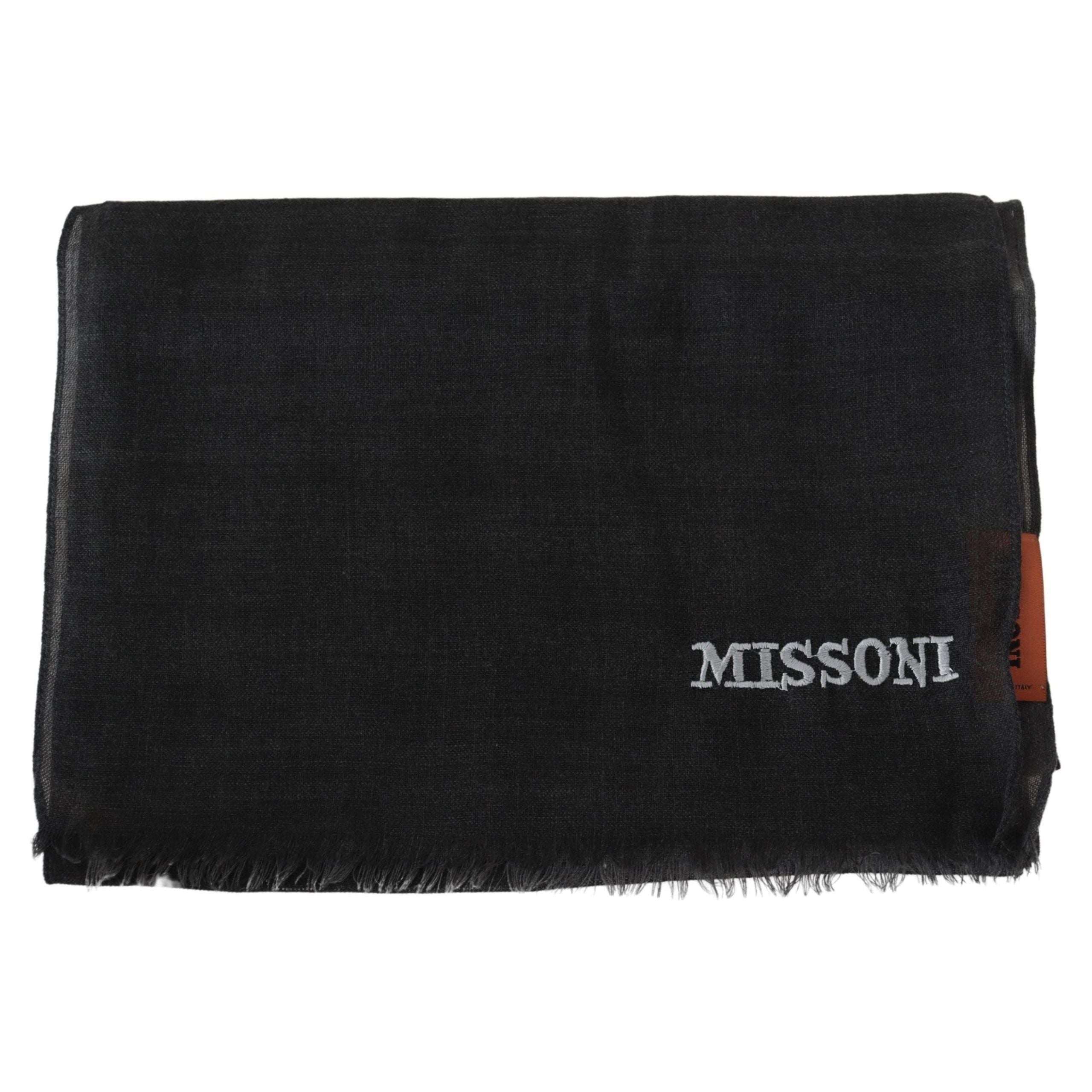 Missoni Grey Sumptuous Wool Scarf with Fringes Elegance