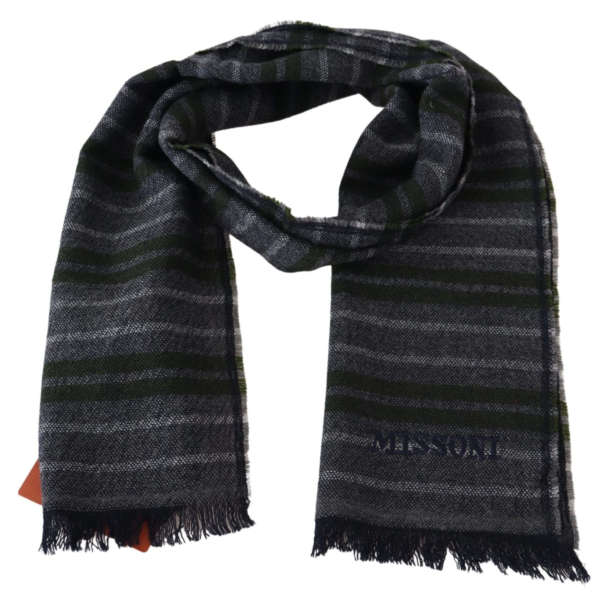Missoni Multicolour Wool Scarf with Logo Embroidery
