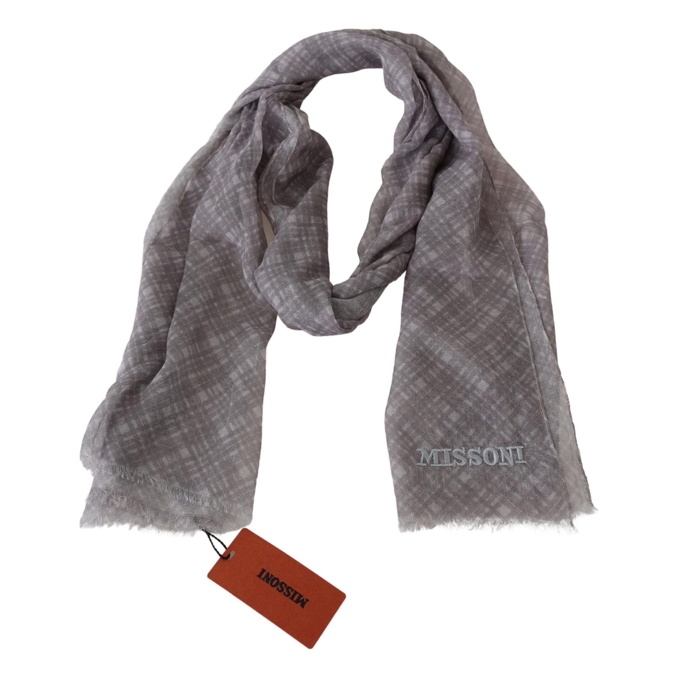 Missoni Multicolor Wool Silk Blend Plaid Scarf