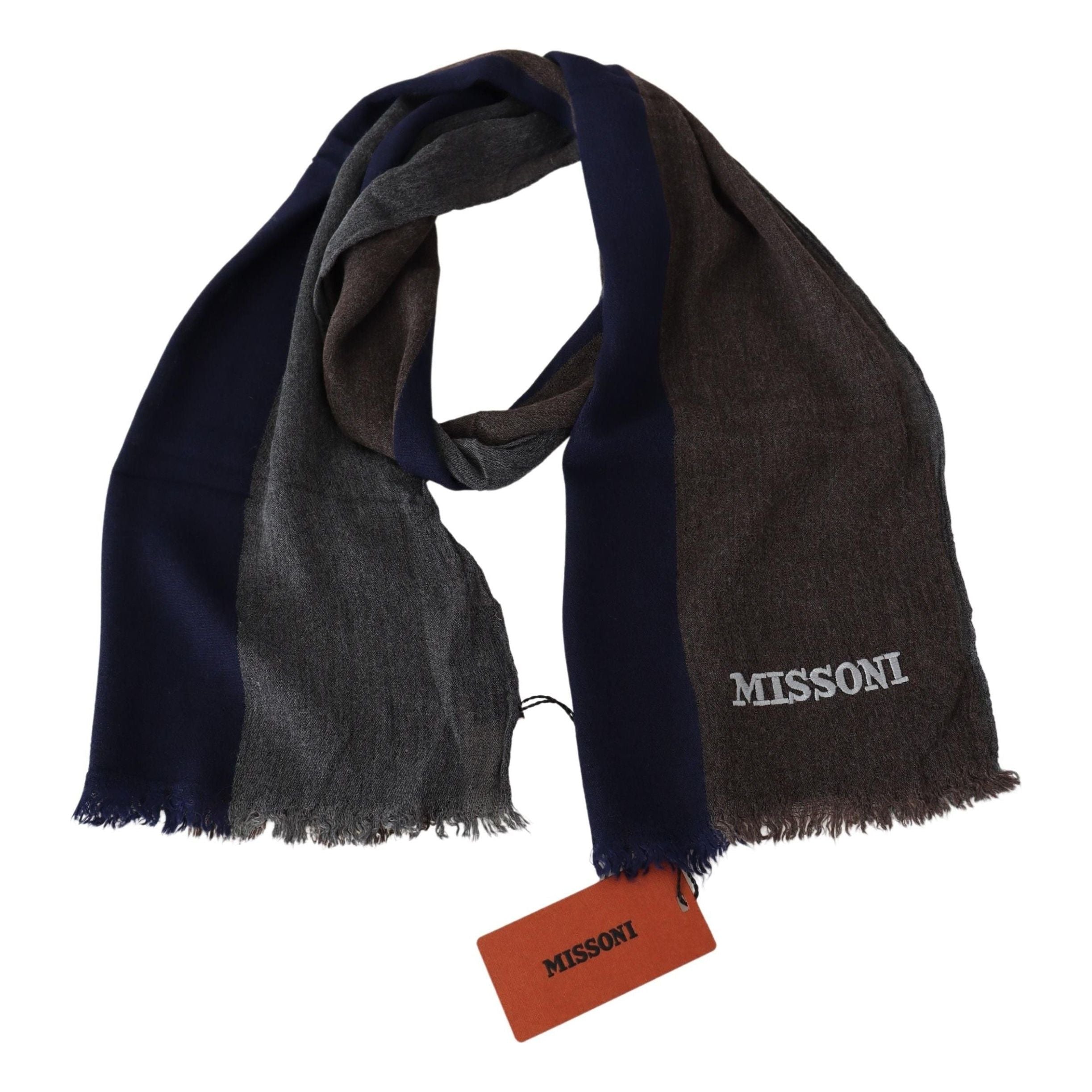 Missoni Multicolor Wool Scarf with Signature Embroidery