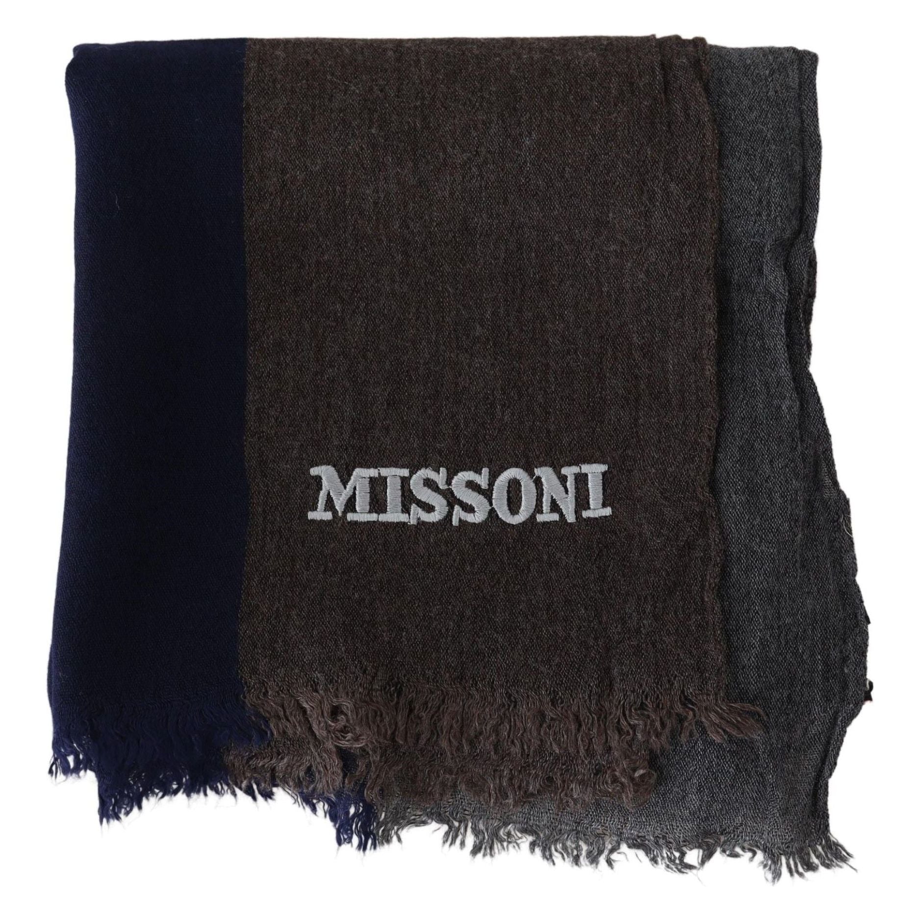 Missoni Multicolor Wool Scarf with Signature Embroidery