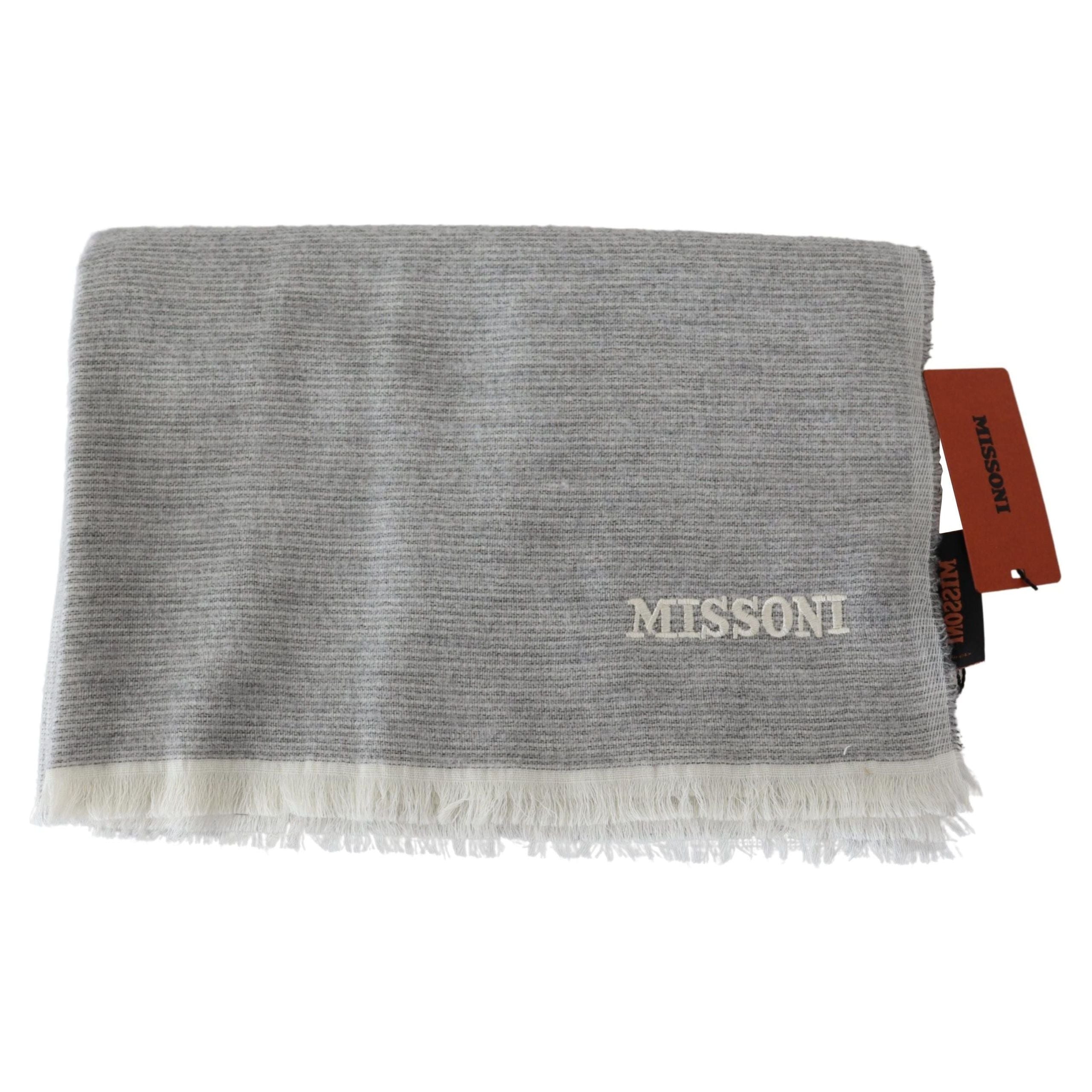Missoni Beige Wool Scarf with Embroidery Detail