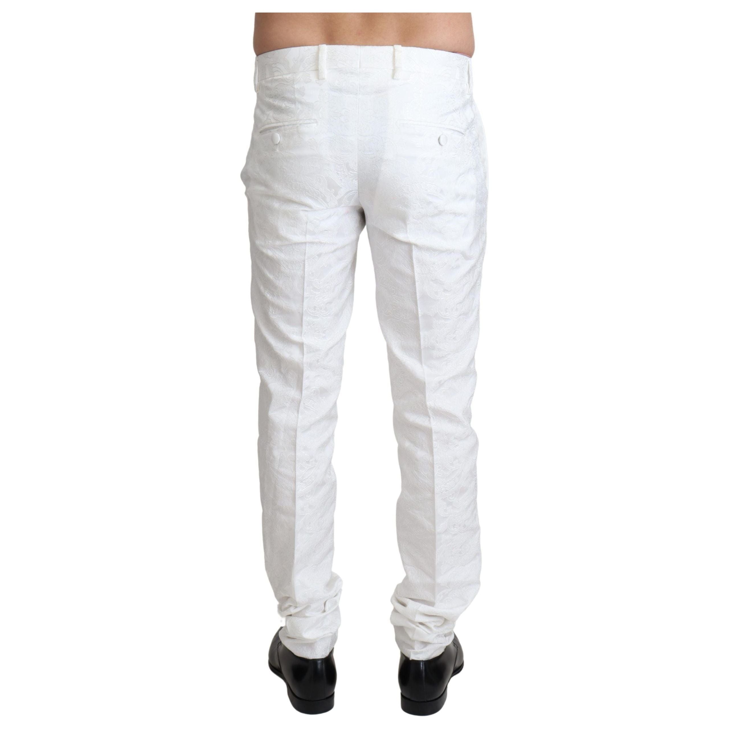 Dolce & Gabbana White Brocade Dress Pants Luxe