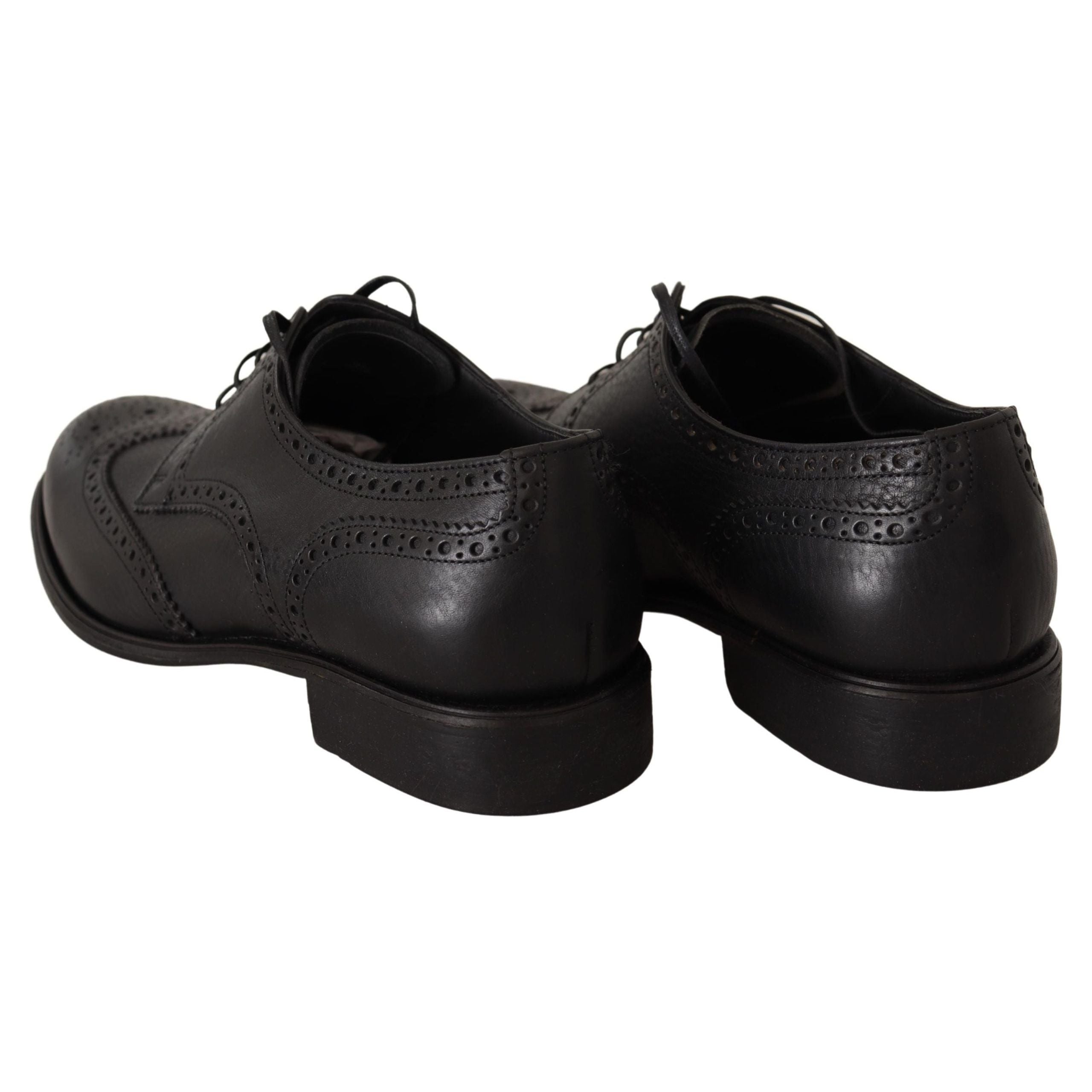 Dolce & Gabbana Black Leather Derby Wingtip Shoes