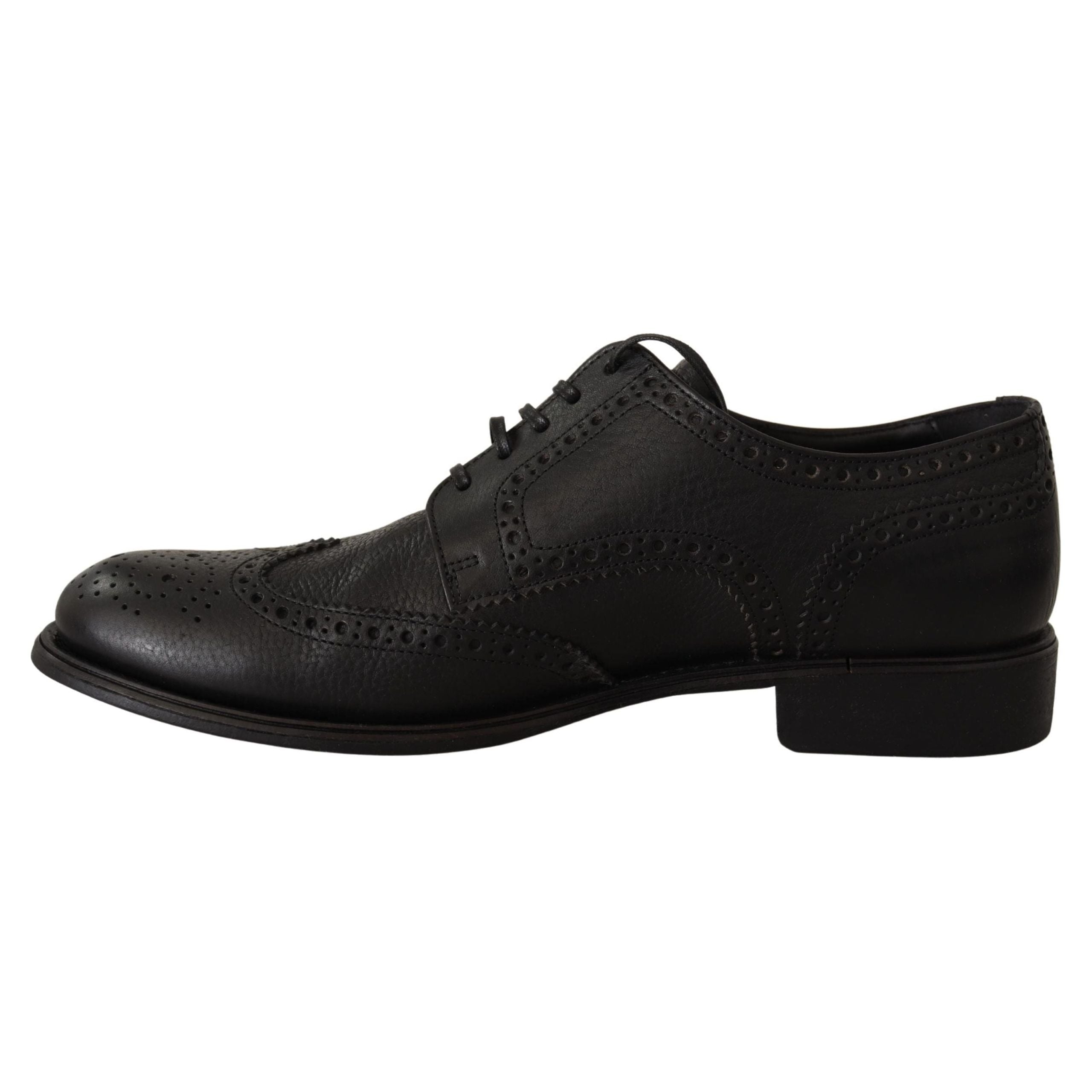 Dolce & Gabbana Black Leather Derby Wingtip Shoes
