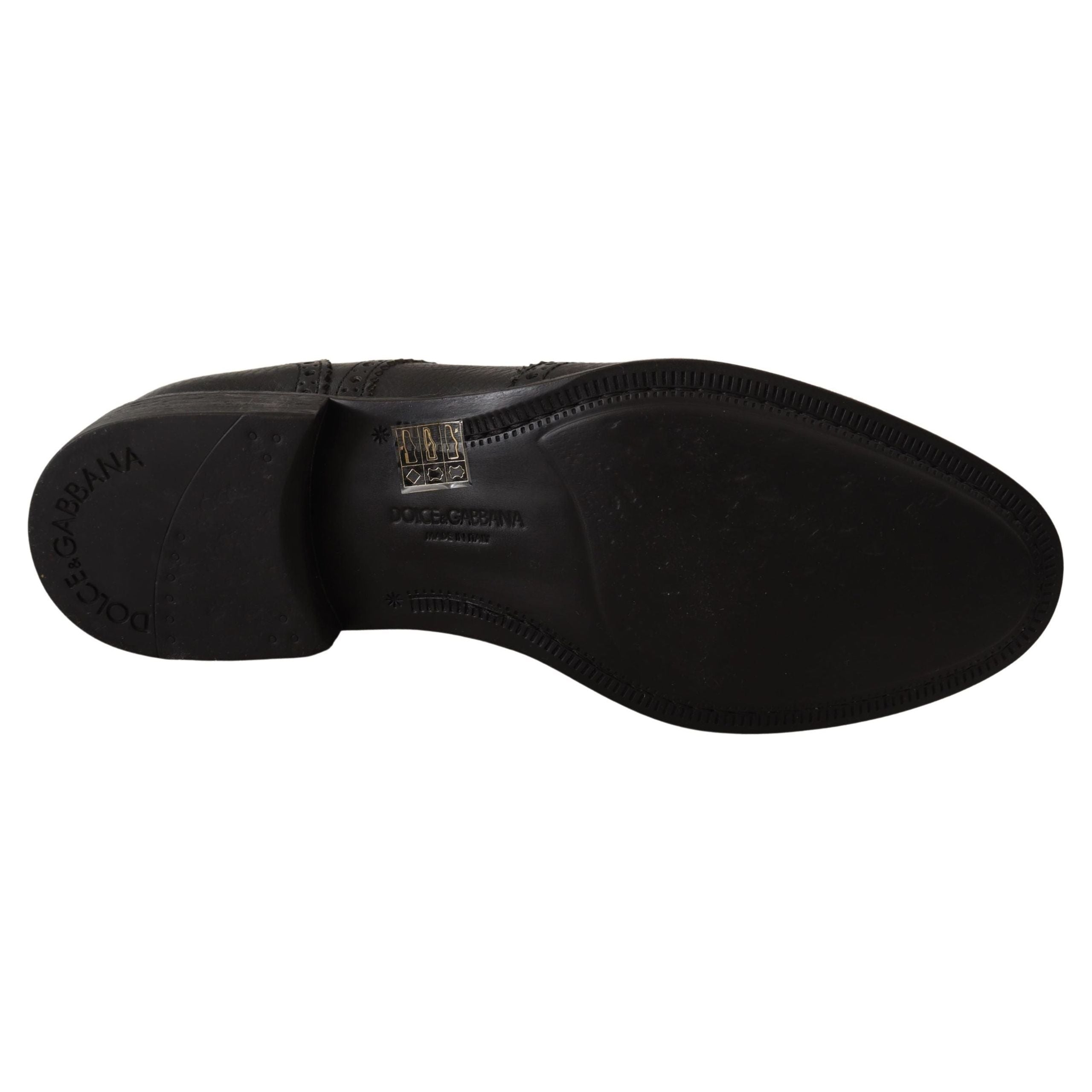 Dolce & Gabbana Black Leather Derby Wingtip Shoes