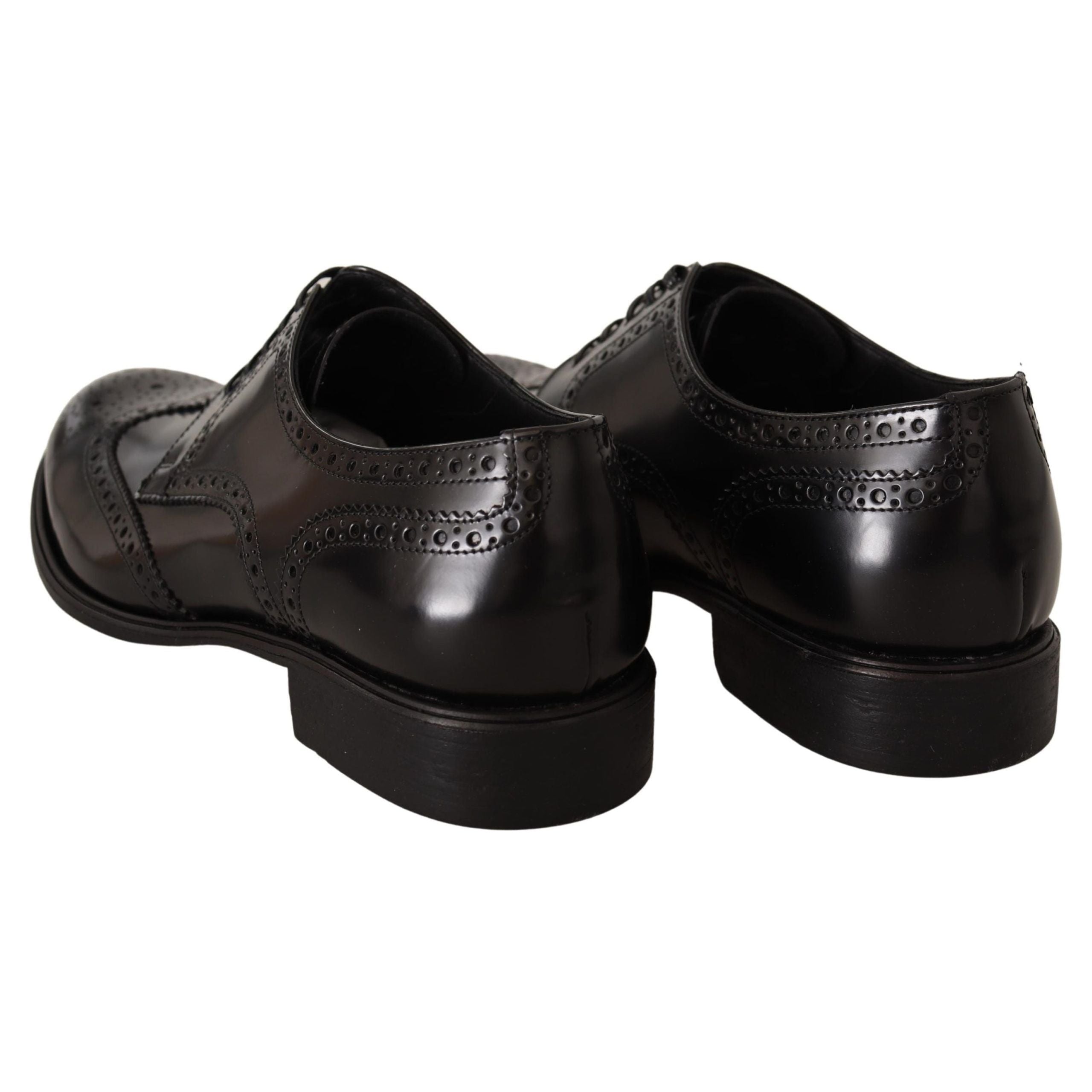 Dolce & Gabbana Black Leather Wingtip Derby Shoes Luxe