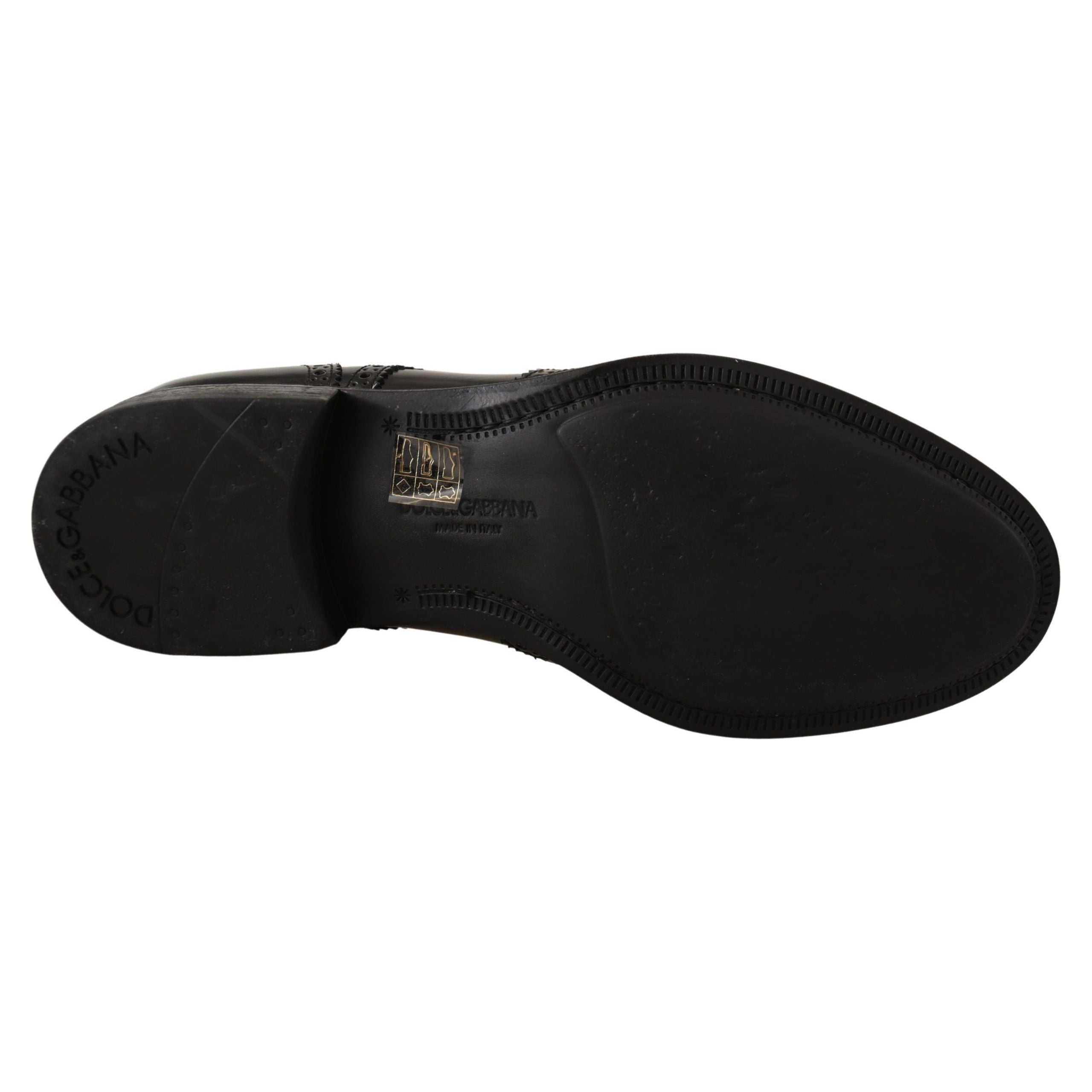Dolce & Gabbana Black Leather Wingtip Derby Shoes Luxe