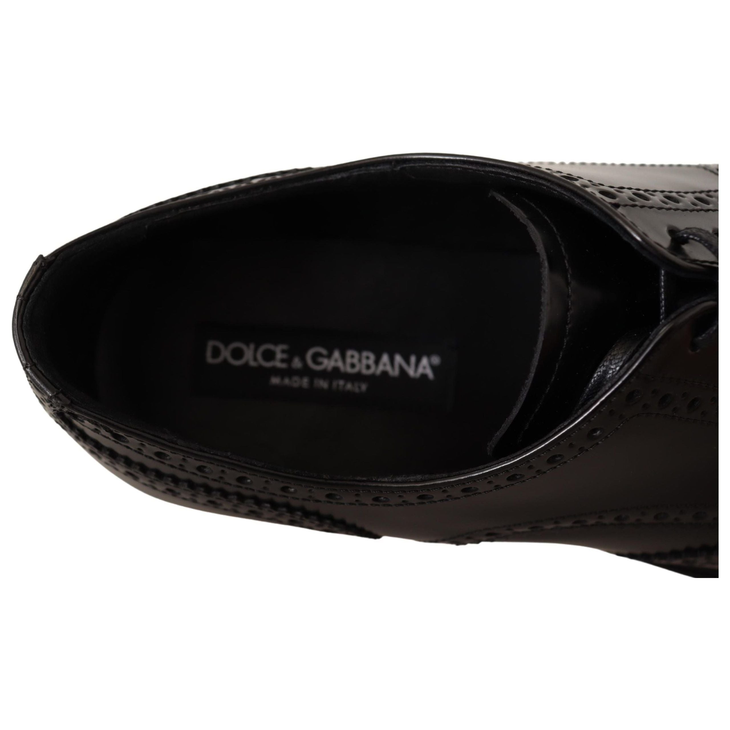 Dolce & Gabbana Black Leather Wingtip Derby Shoes Luxe