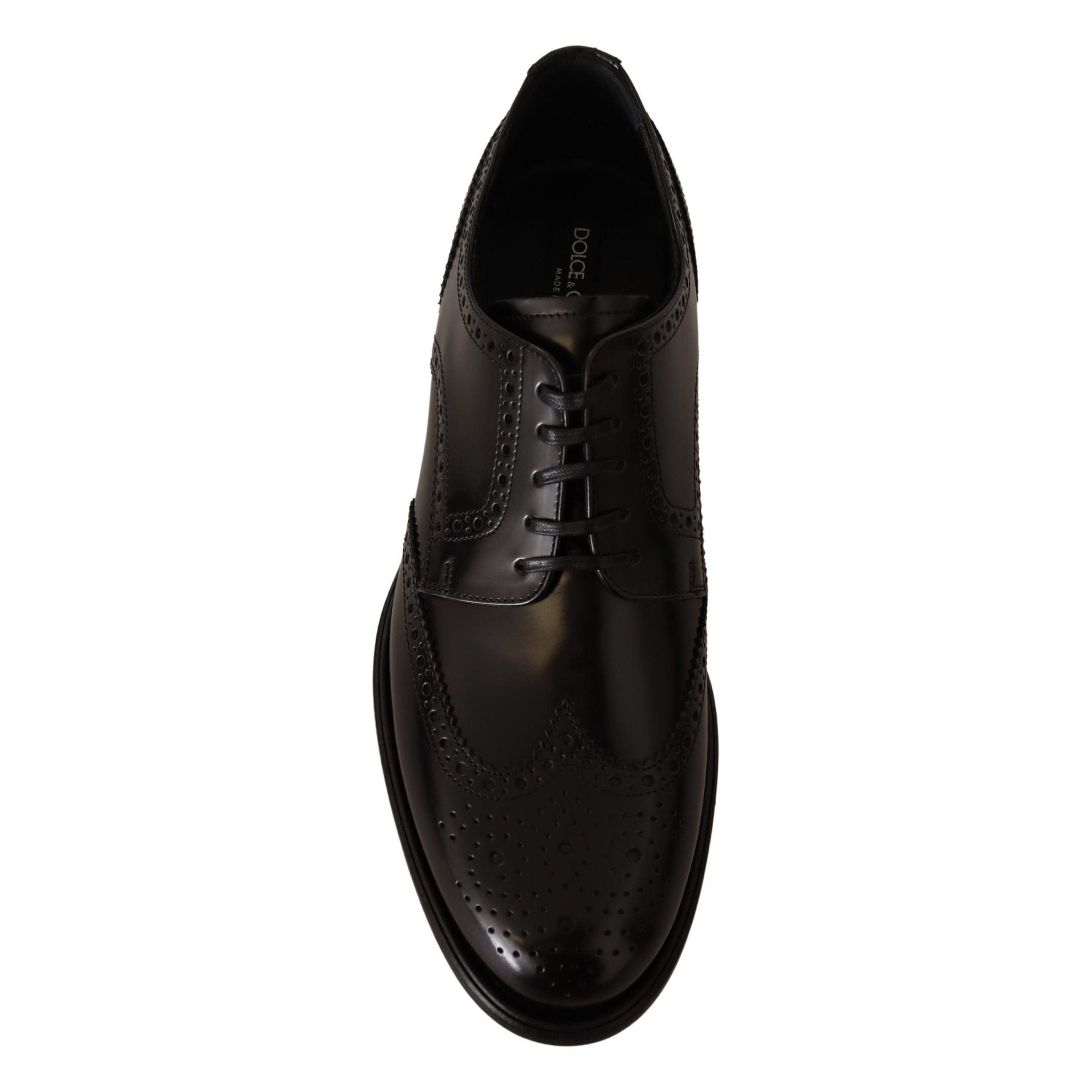 Dolce & Gabbana Black Leather Wingtip Derby Shoes Luxe