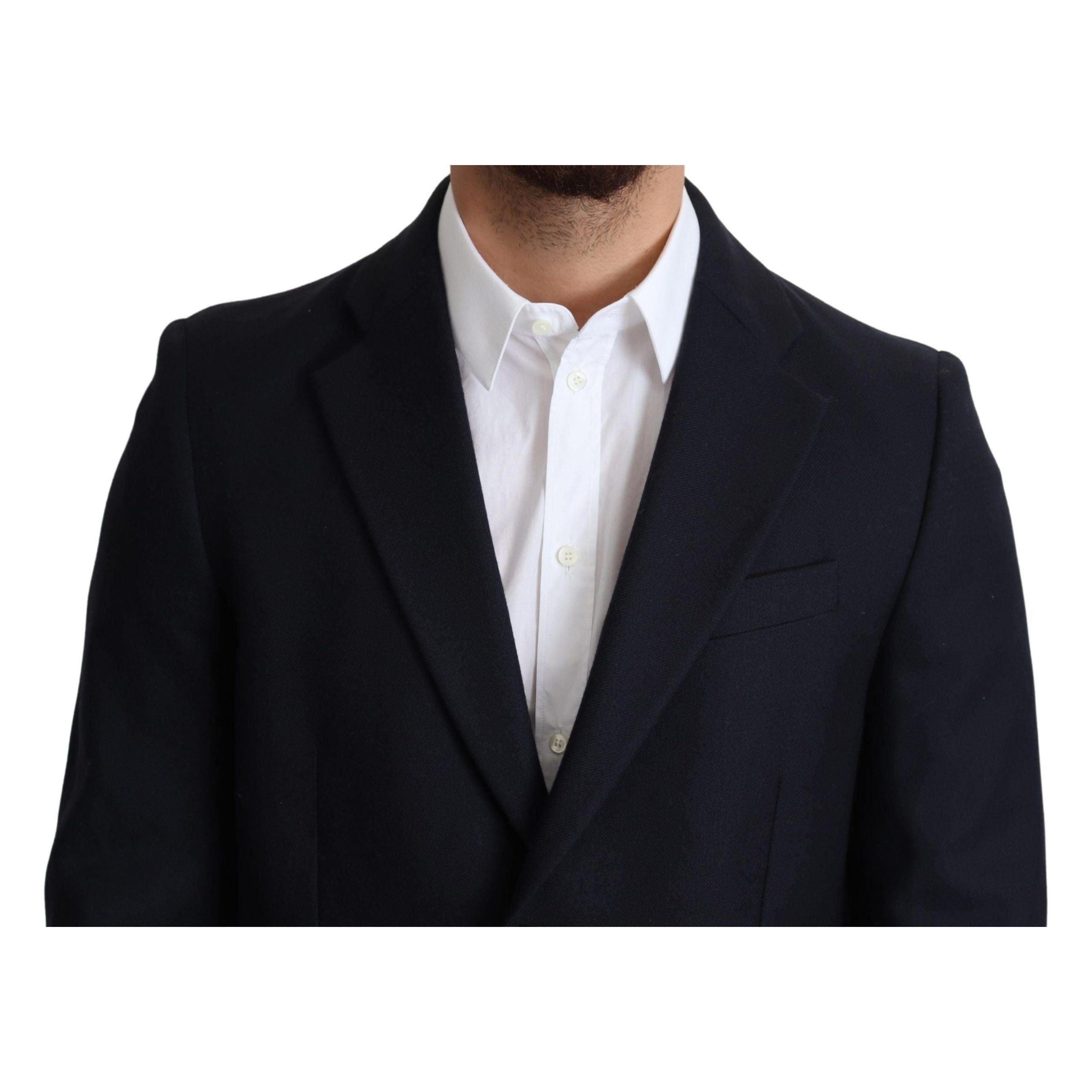 Dolce & Gabbana Dark Blue Virgin Wool Coat