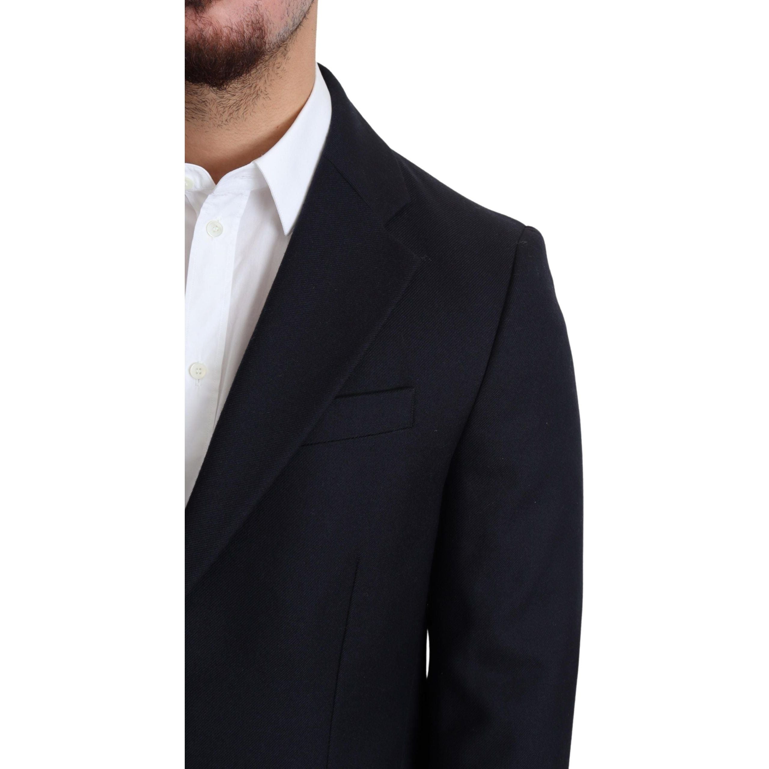 Dolce & Gabbana Dark Blue Virgin Wool Coat