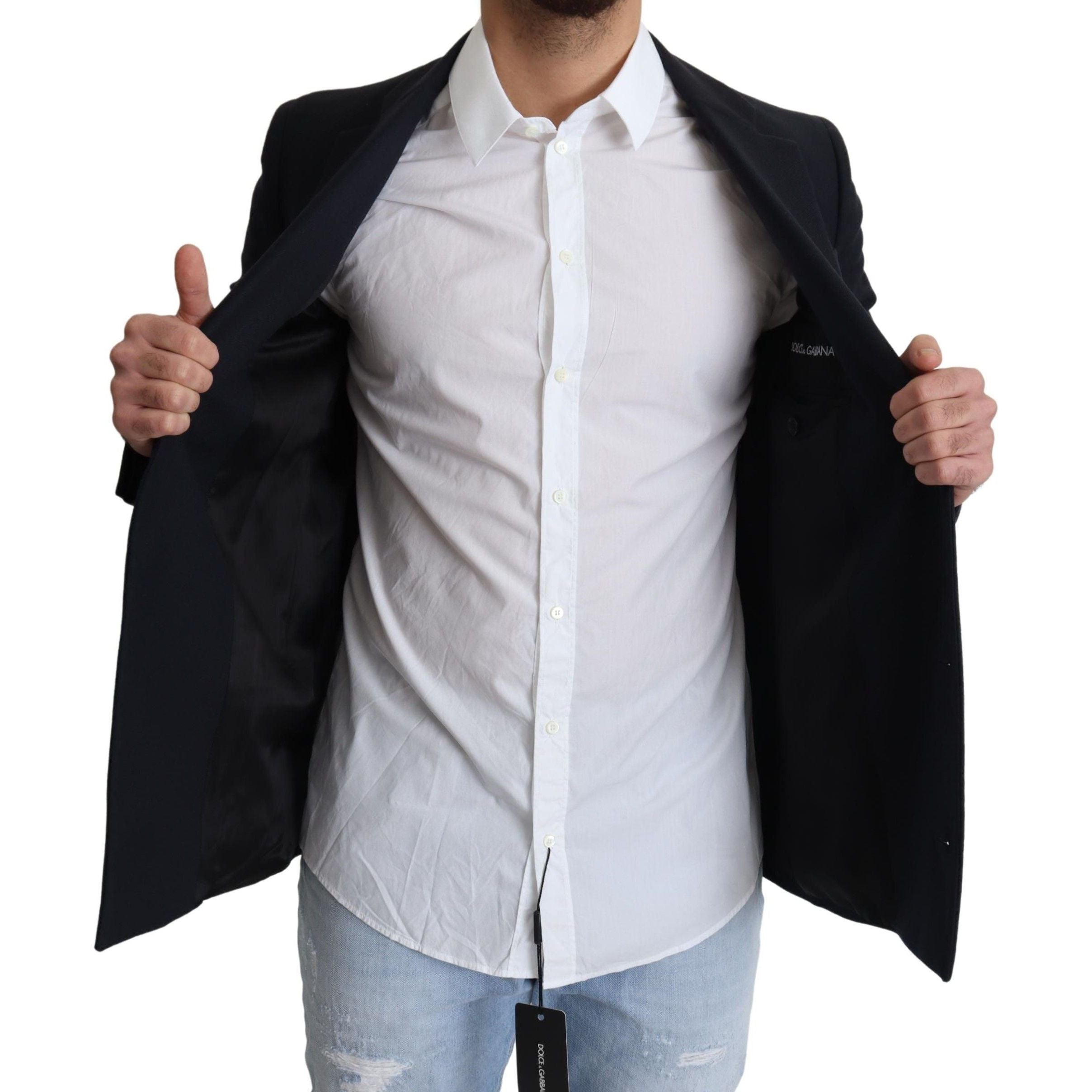 Dolce & Gabbana Dark Blue Virgin Wool Coat