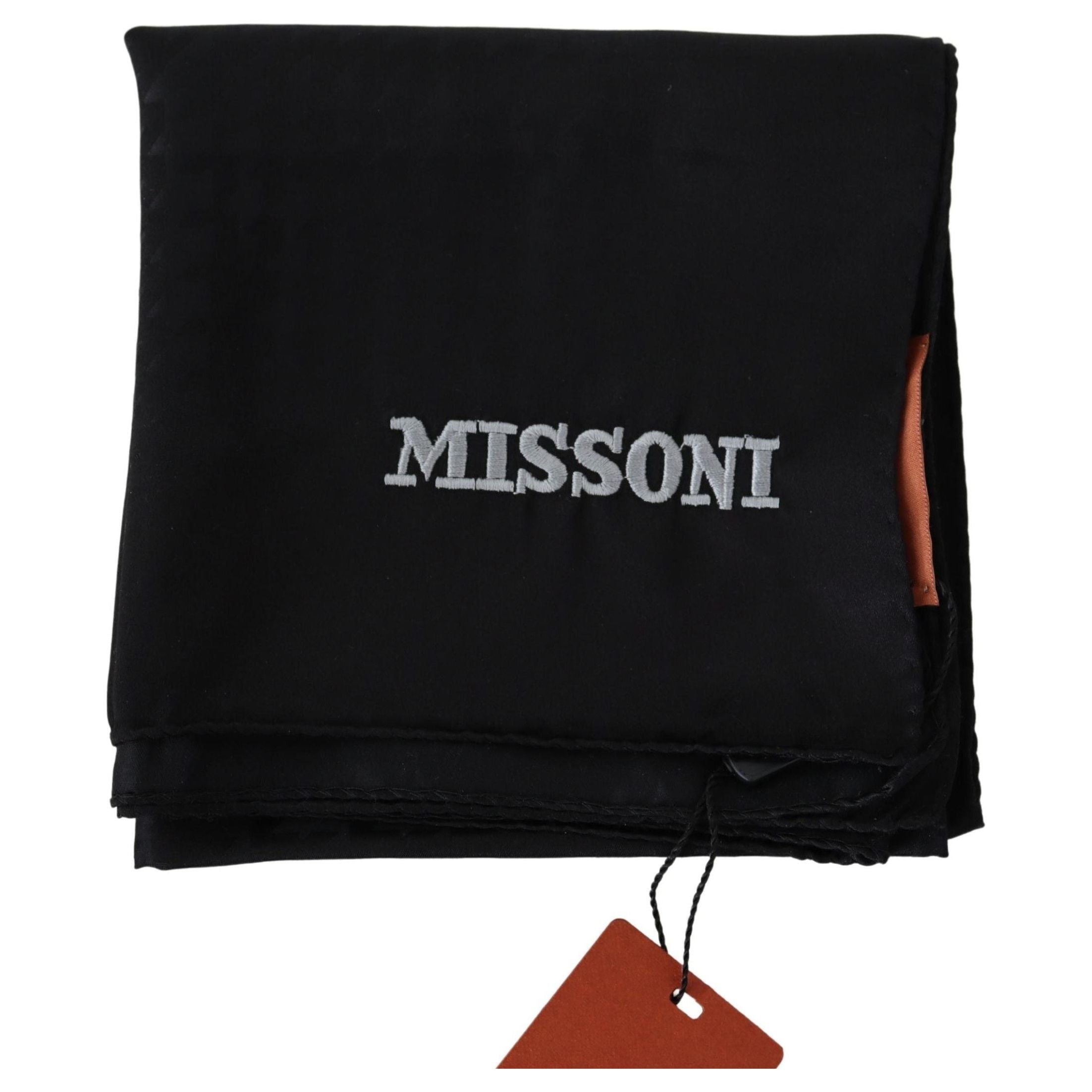 Missoni Black Wool Scarf with Logo Embroidery
