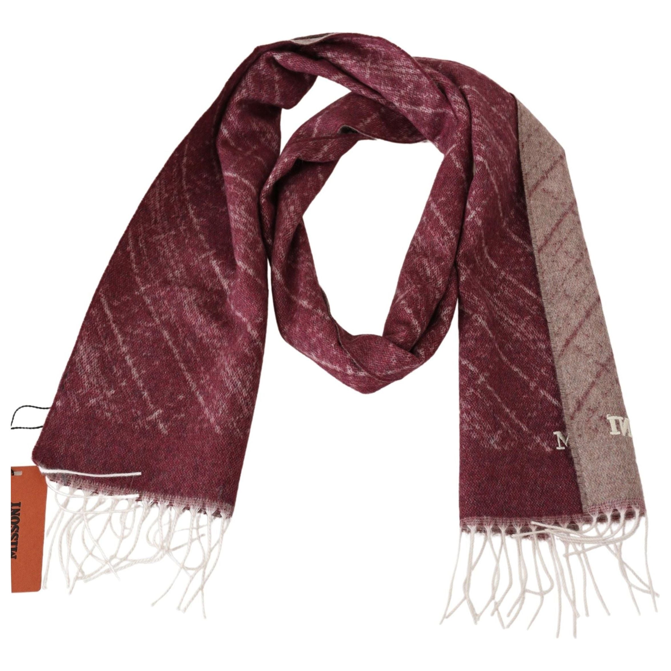 Missoni Rich Maroon Cashmere Fringed Scarf