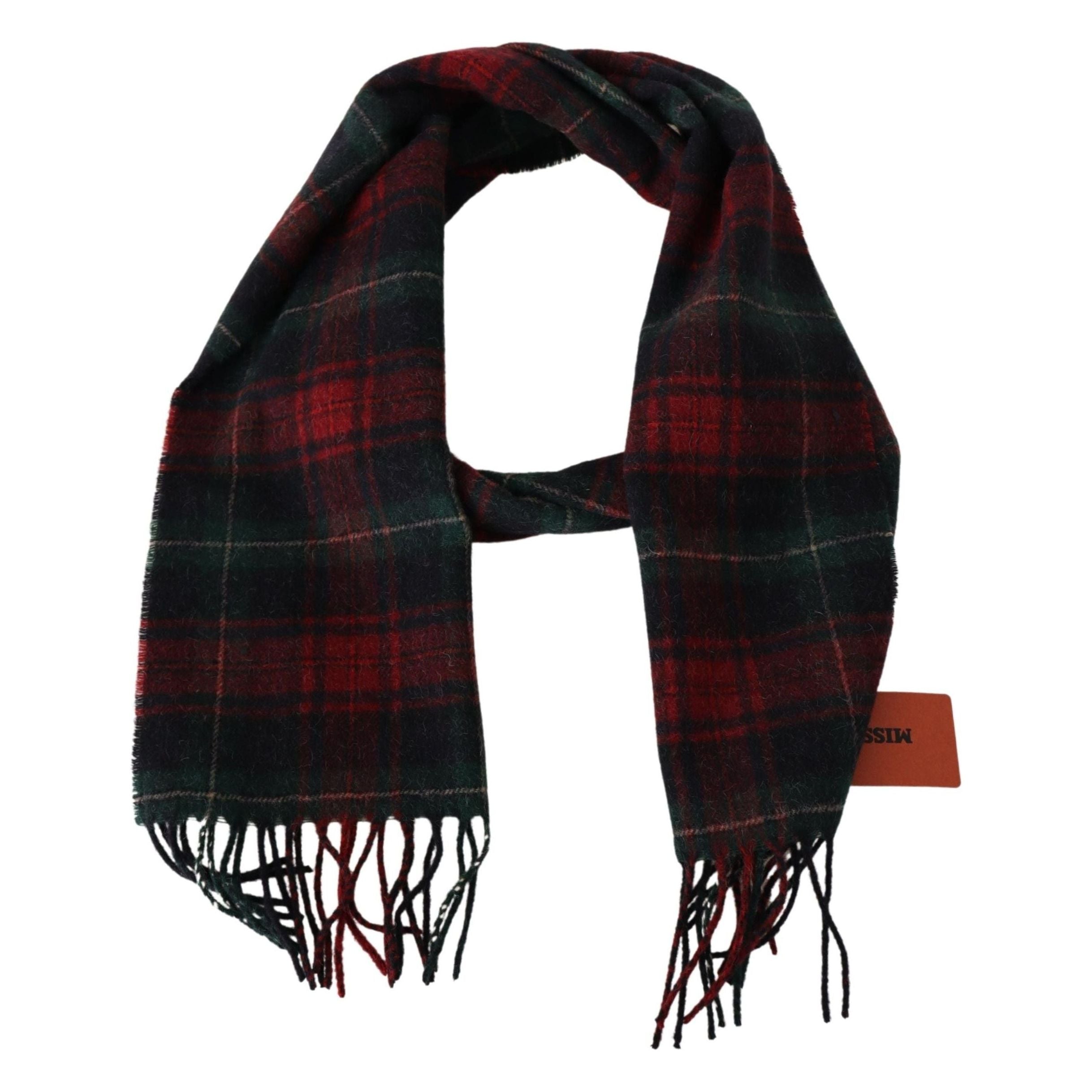 Missoni Multi Check Wool Scarf with Logo Embroidery