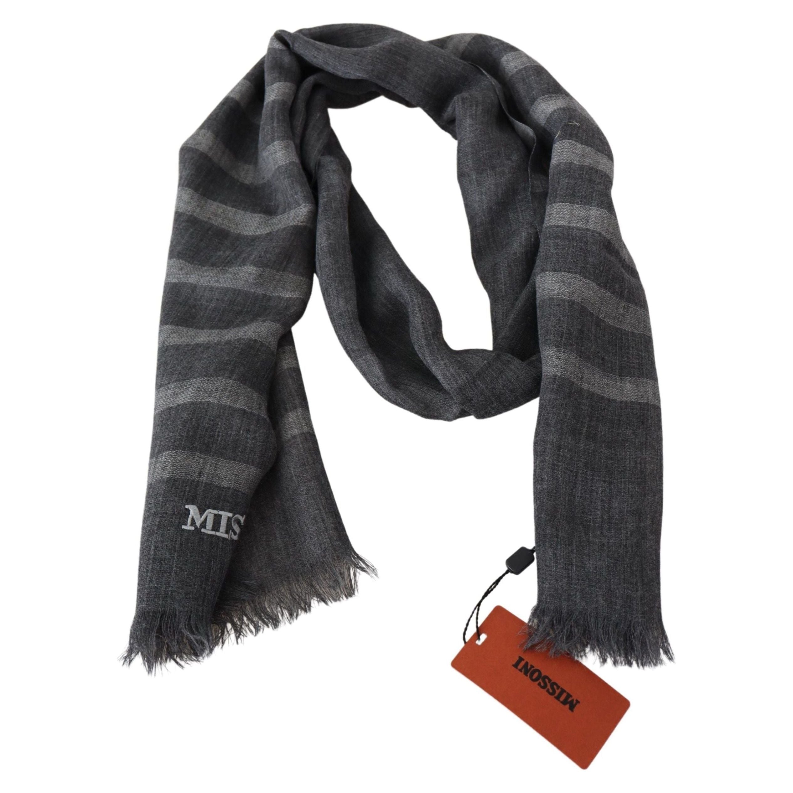 Missoni Multi-Coloured Wool Scarf with Logo Embroidery