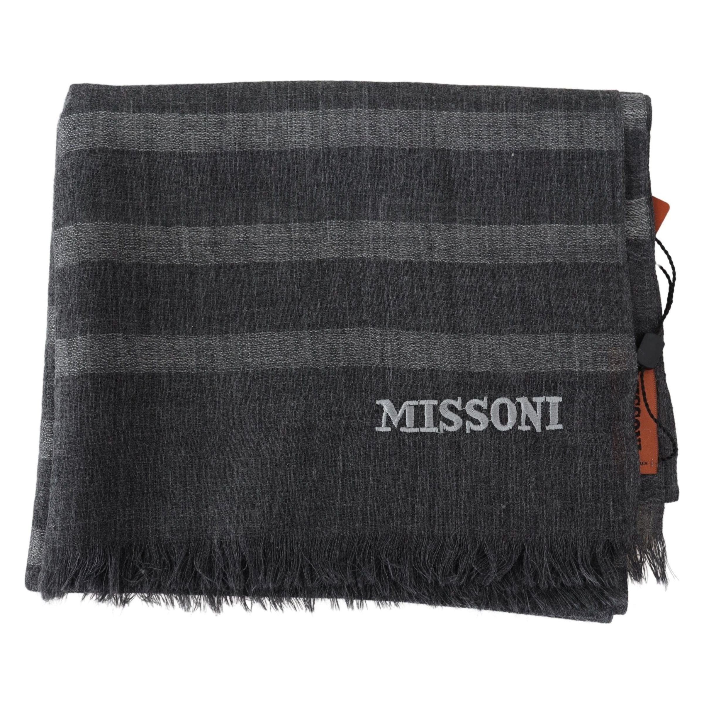 Missoni Multi-Coloured Wool Scarf with Logo Embroidery