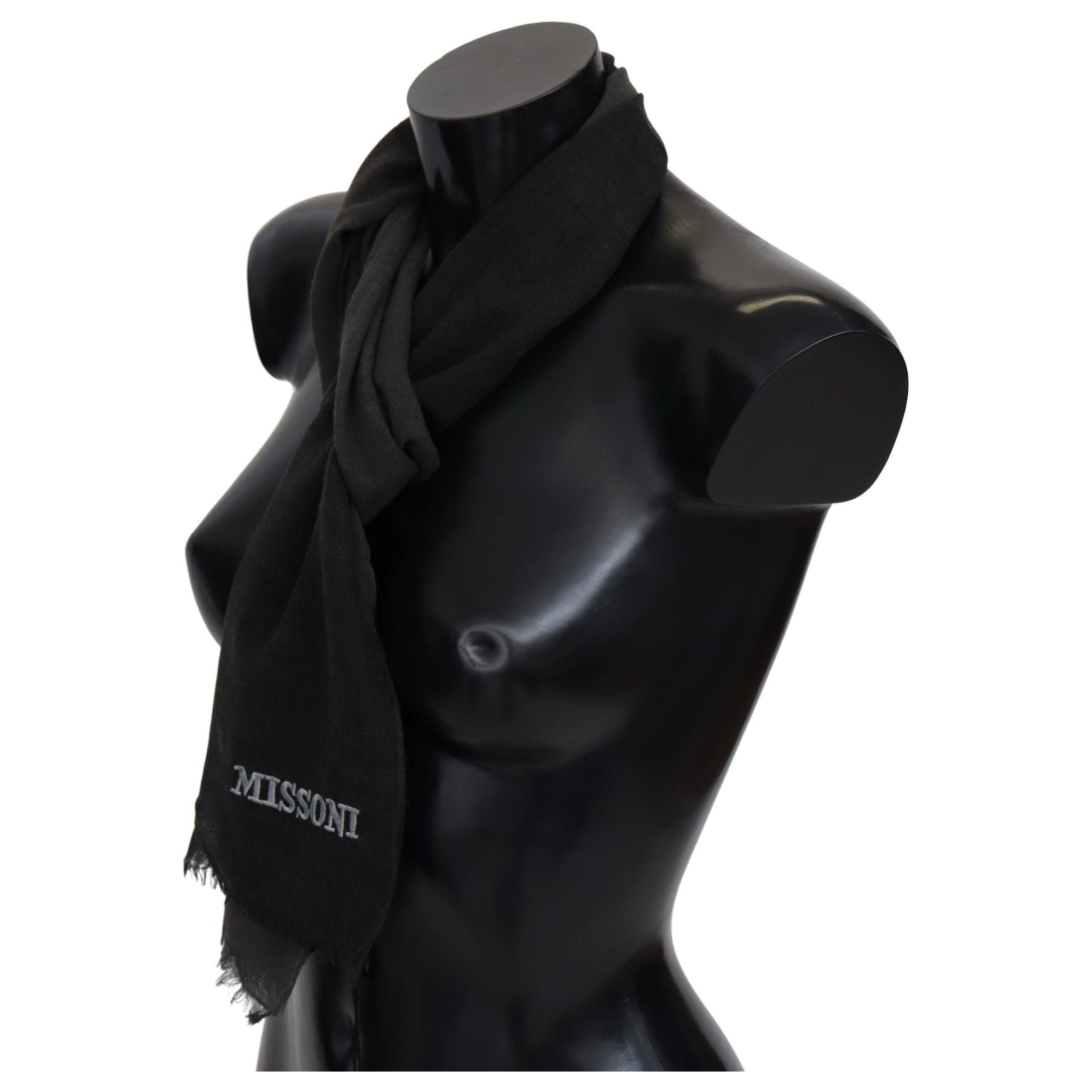 Missoni Black Wool Scarf with Fringes for Luxe Style