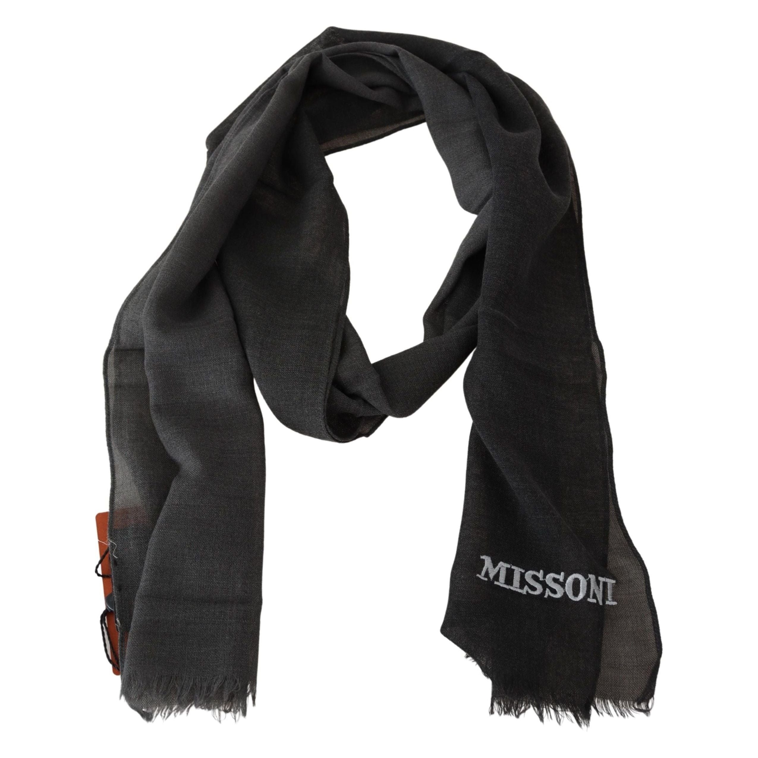 Missoni Black Wool Scarf with Fringes for Luxe Style