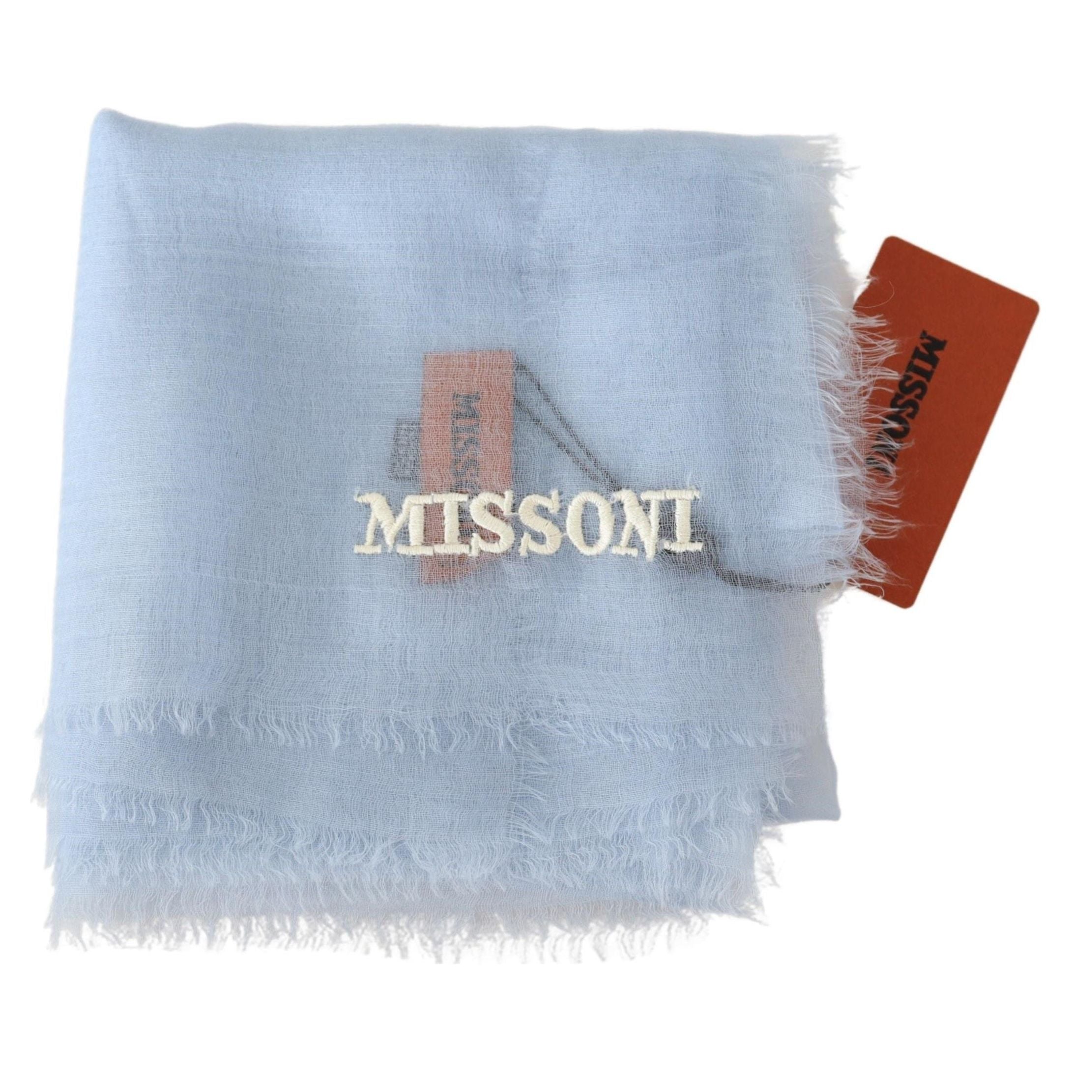 Missoni Light-Blue Cashmere Scarf with Fringes