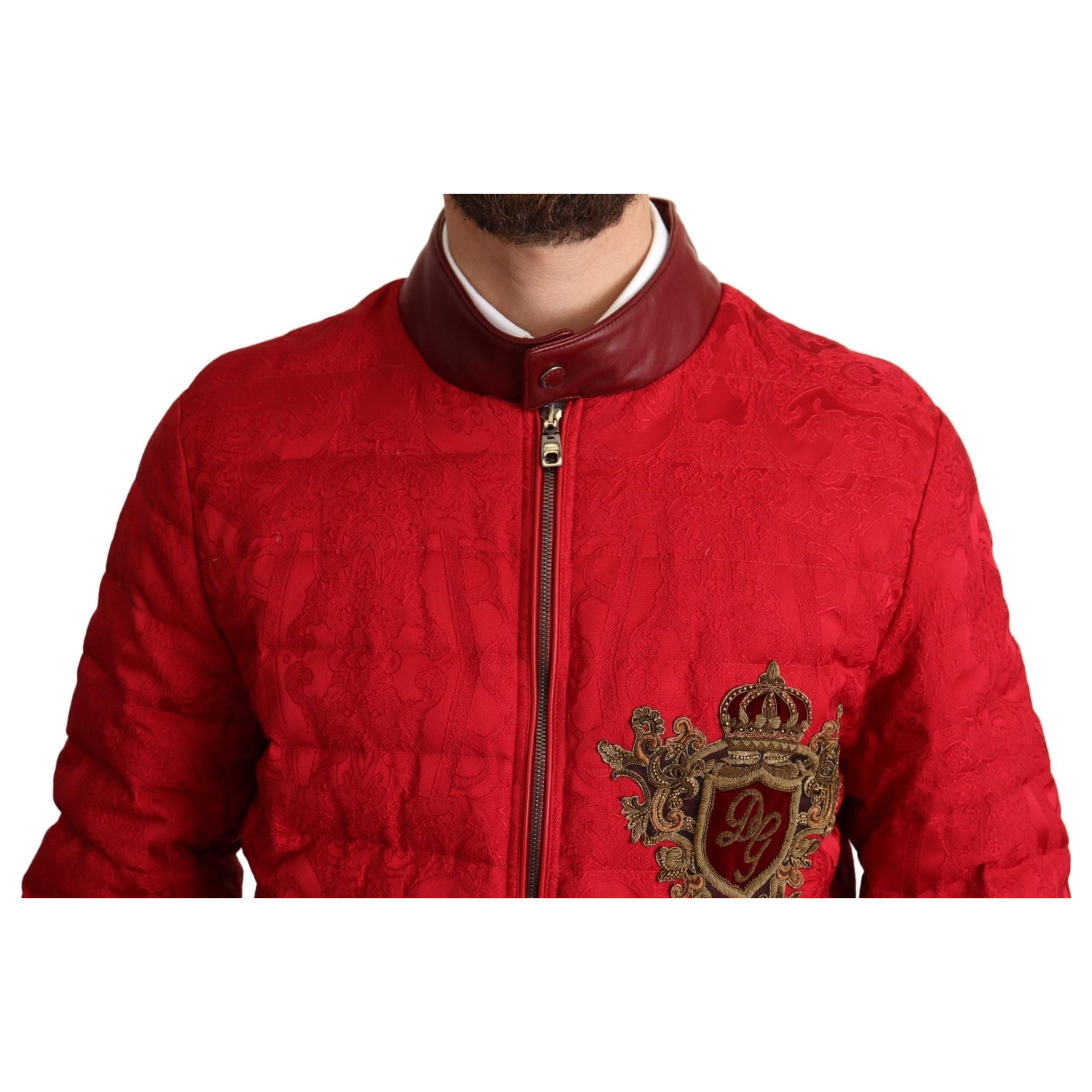 Dolce & Gabbana Red and Gold Bomber Designer Jacket