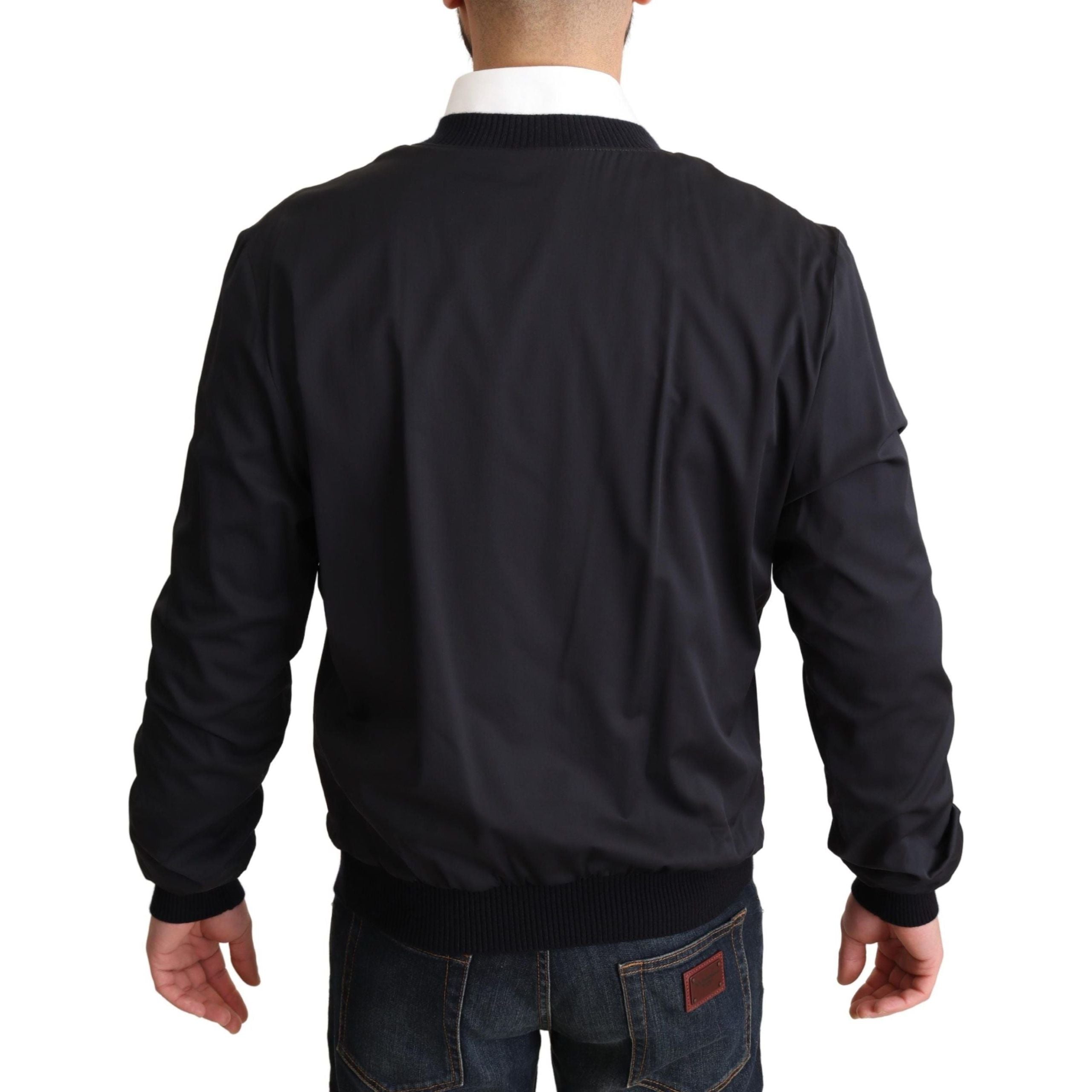 Dolce & Gabbana Black Silk Blend Bomber Jacket