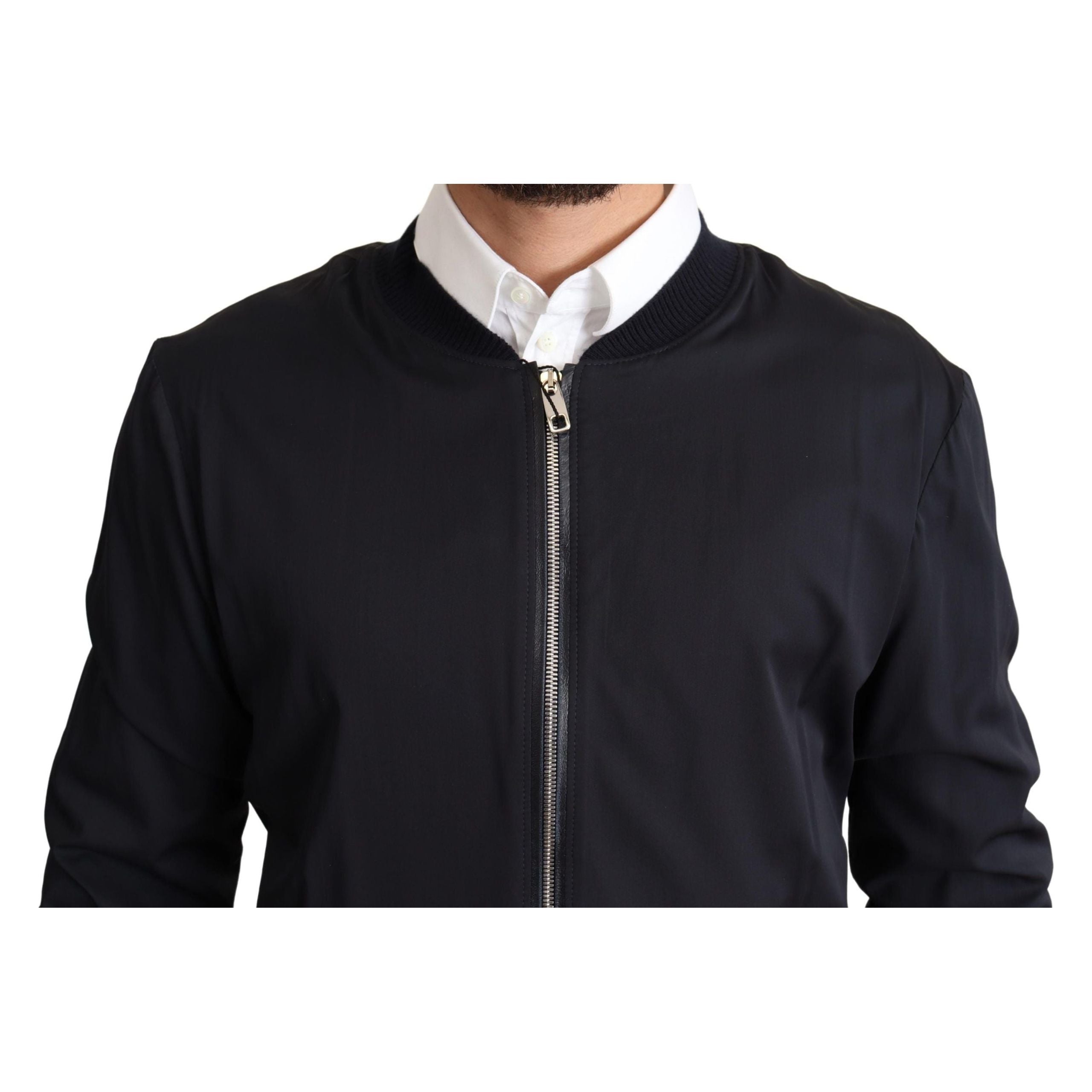 Dolce & Gabbana Black Silk Blend Bomber Jacket