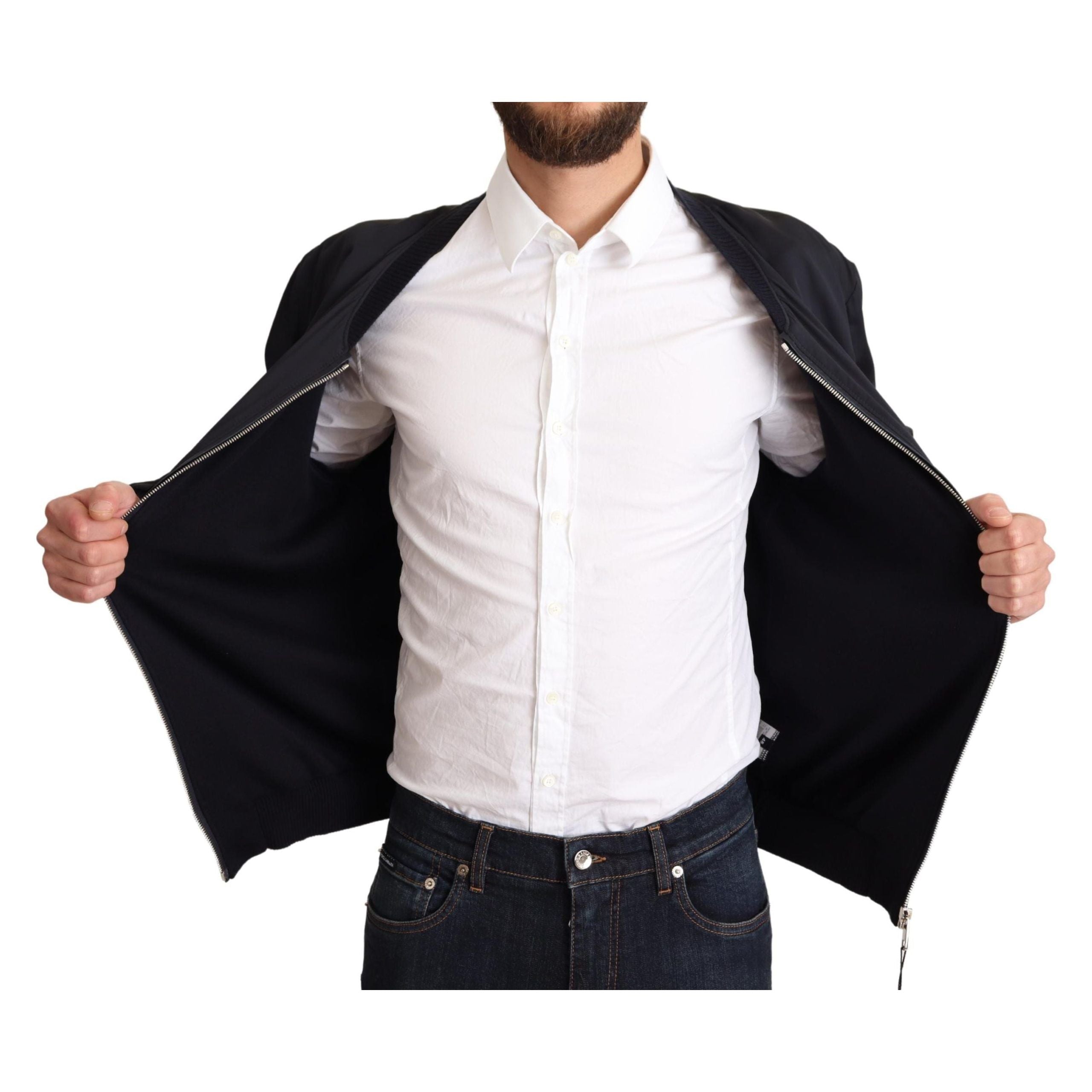 Dolce & Gabbana Black Silk Blend Bomber Jacket
