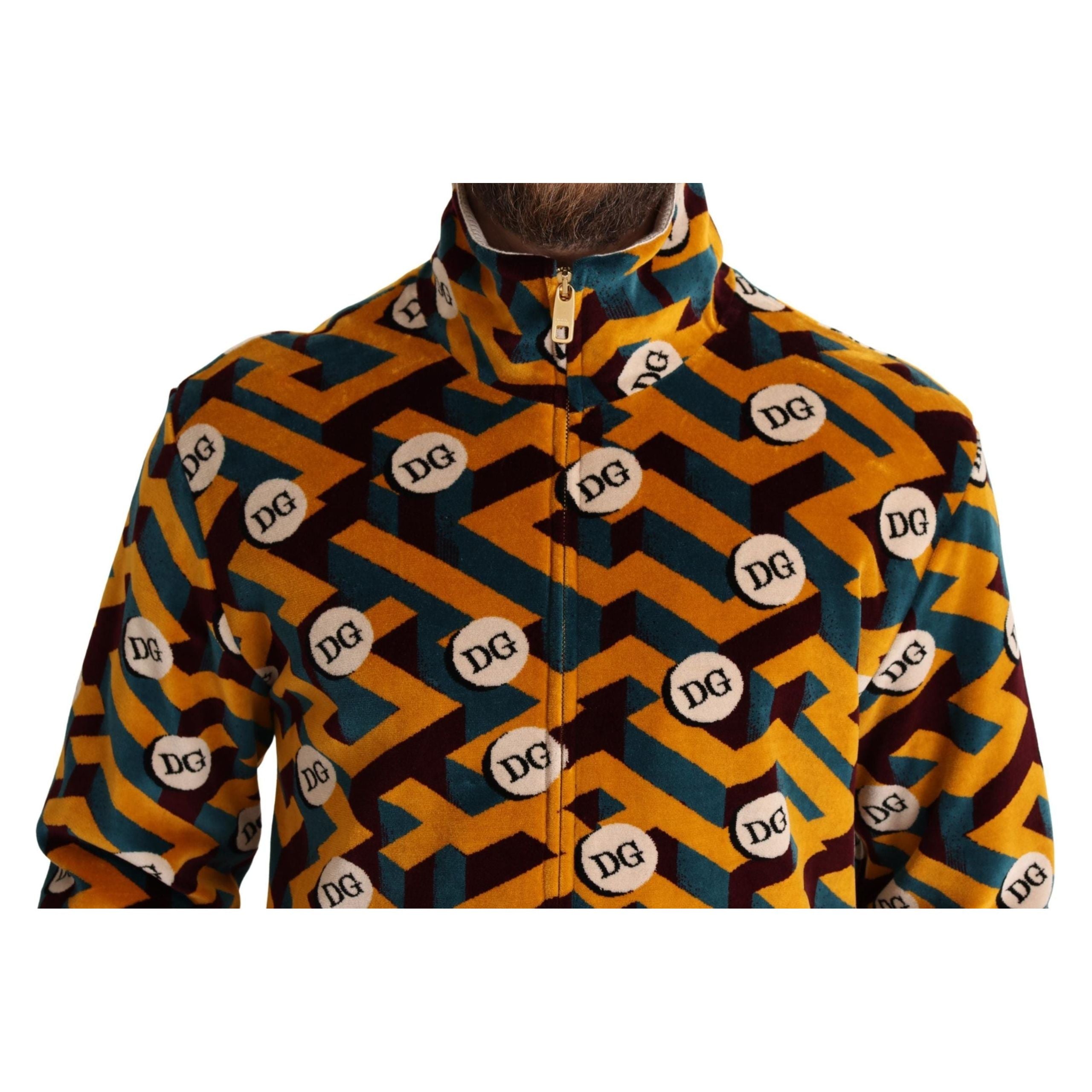 Dolce & Gabbana Multicolor Cotton Zip Sweater