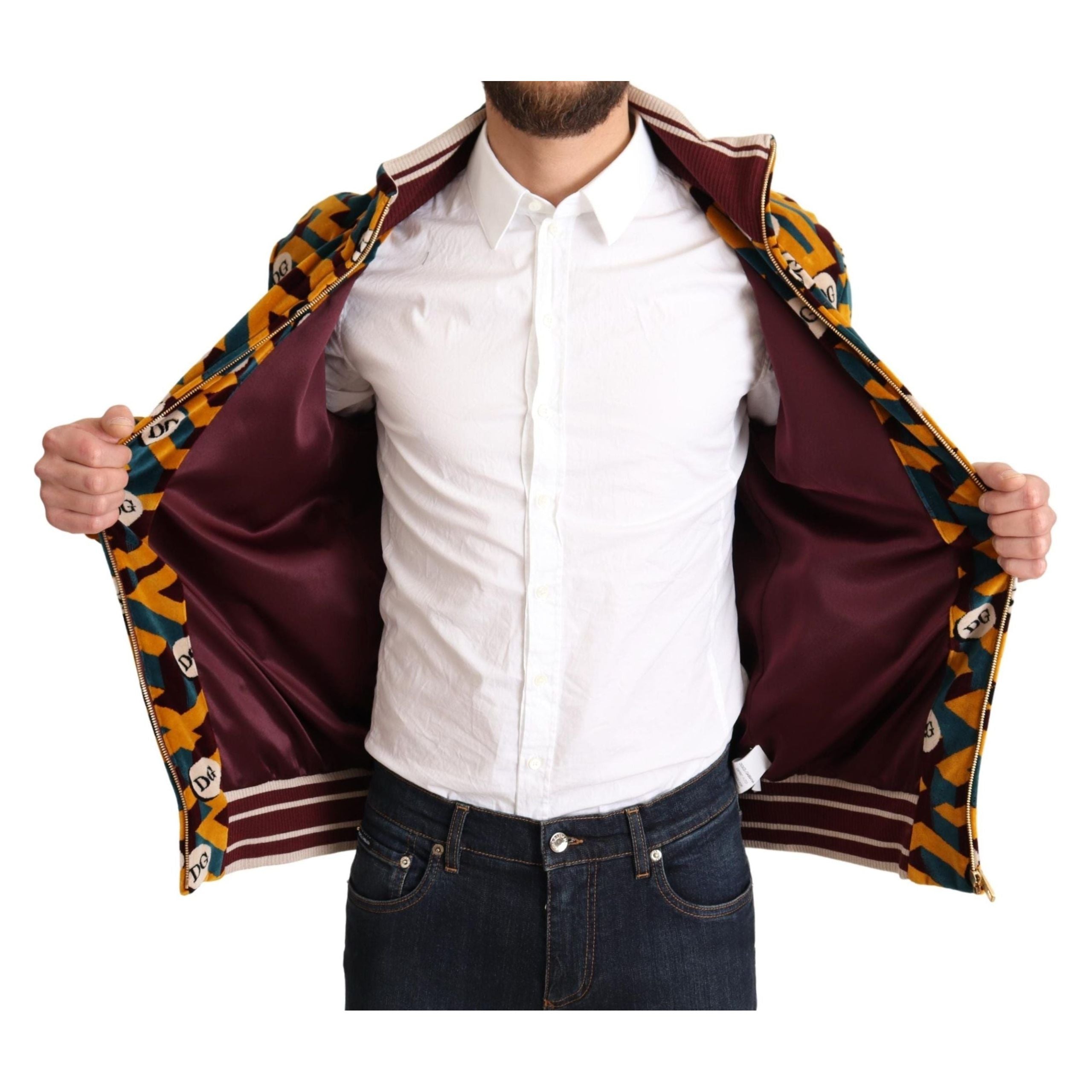 Dolce & Gabbana Multicolor Cotton Zip Sweater