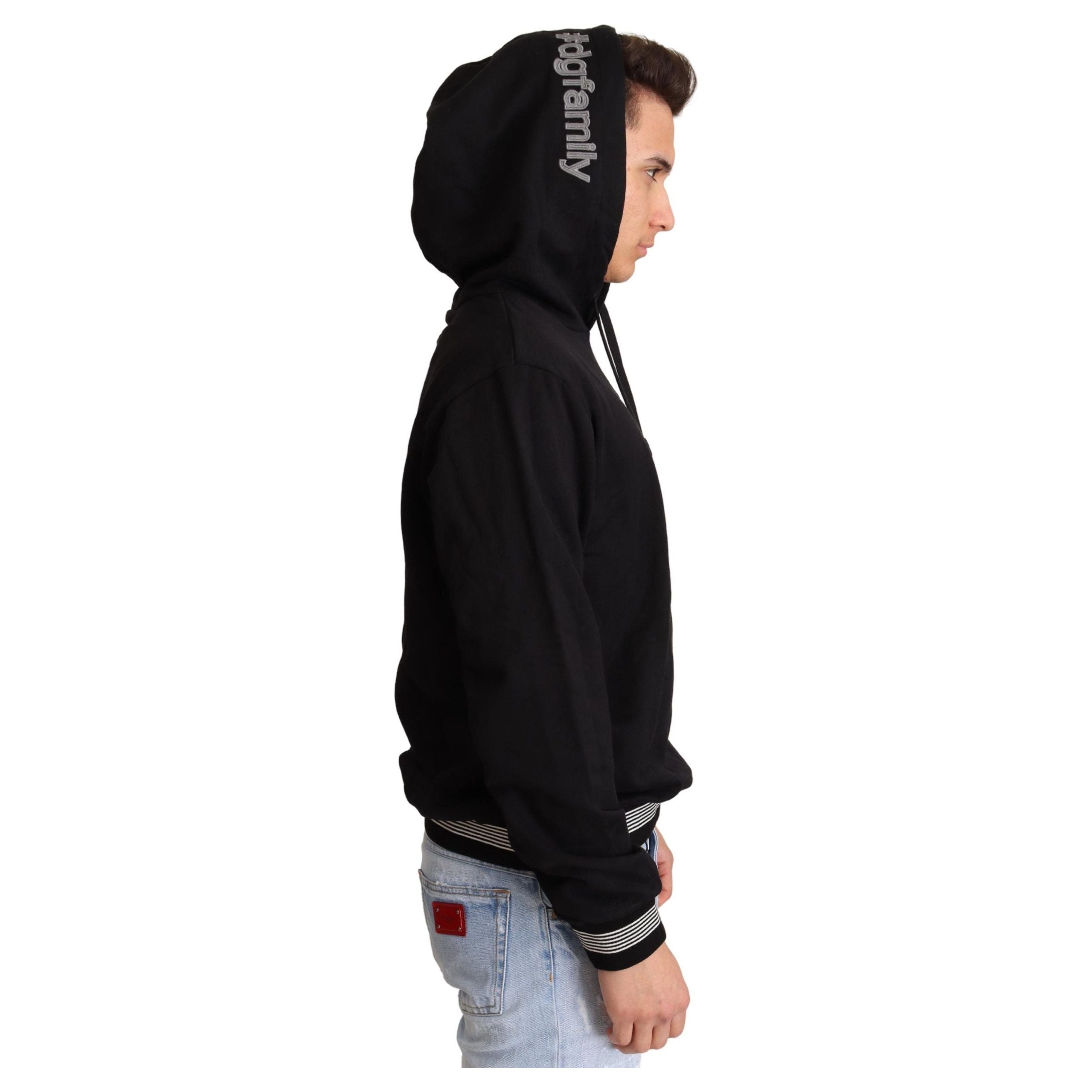 Dolce & Gabbana Black Cotton Elegant Embroidered Sweater