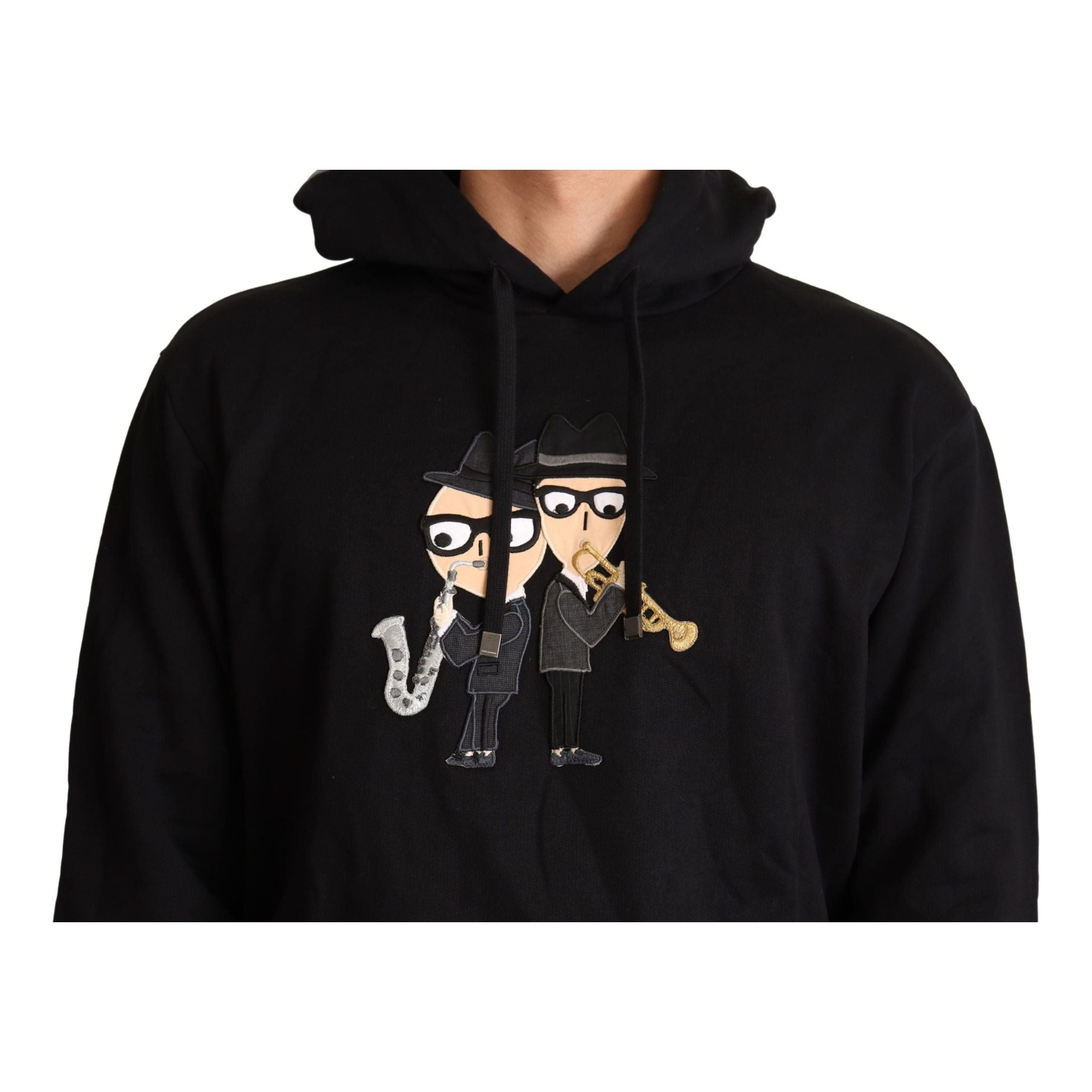 Dolce & Gabbana Black Cotton Elegant Embroidered Sweater