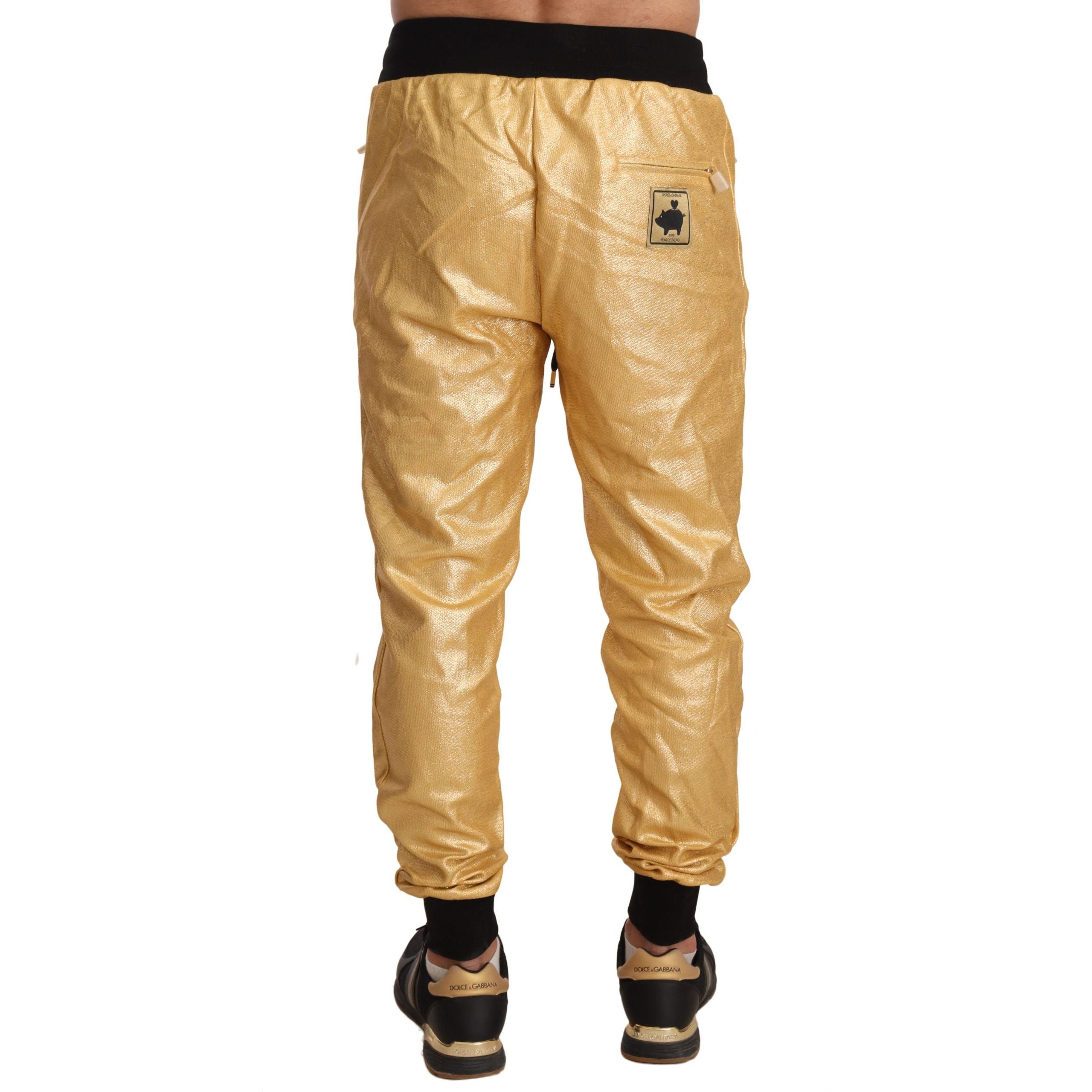 Dolce & Gabbana Gold Cotton Sweatpants Luxury
