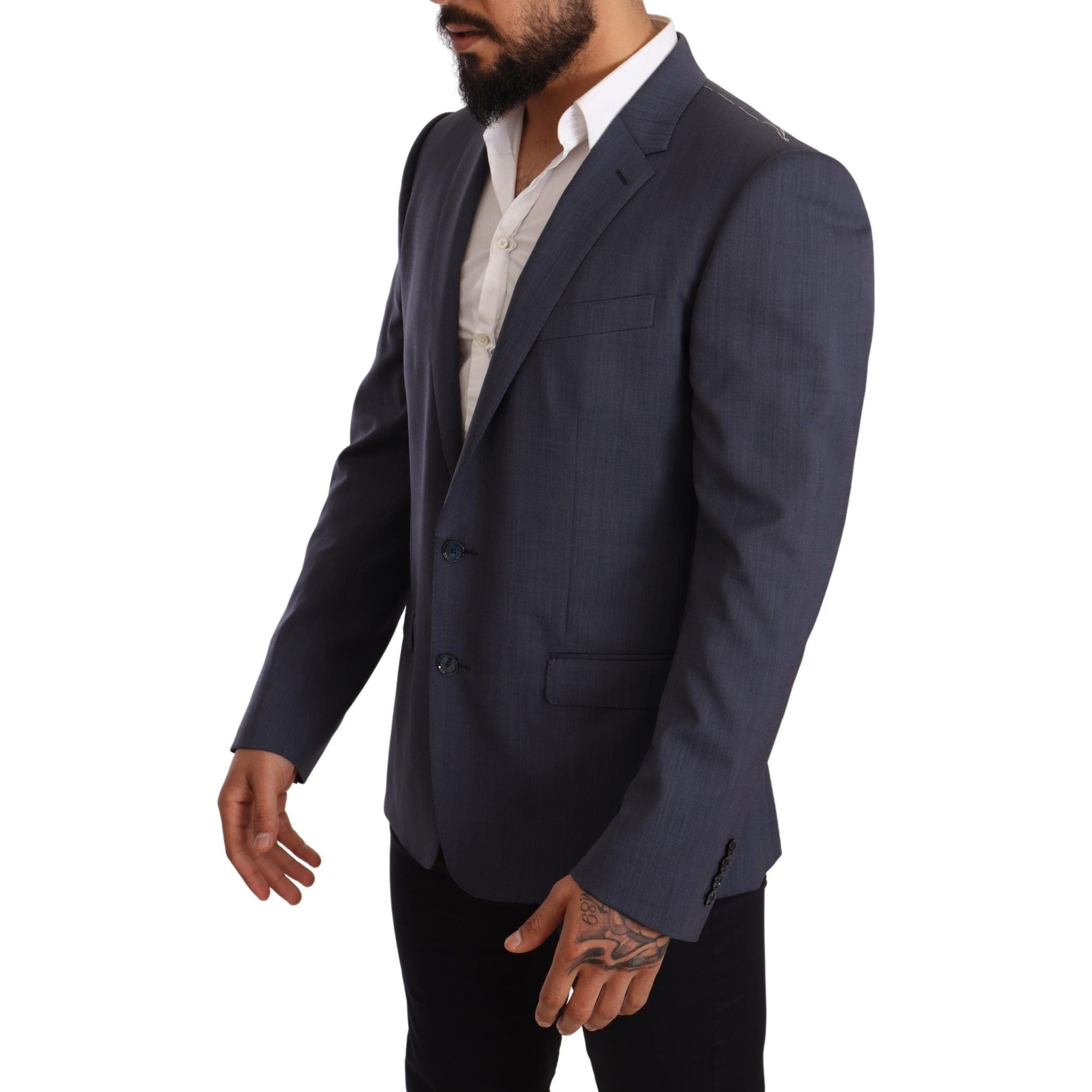 Dolce & Gabbana Blue Wool Martini Blazer Jacket