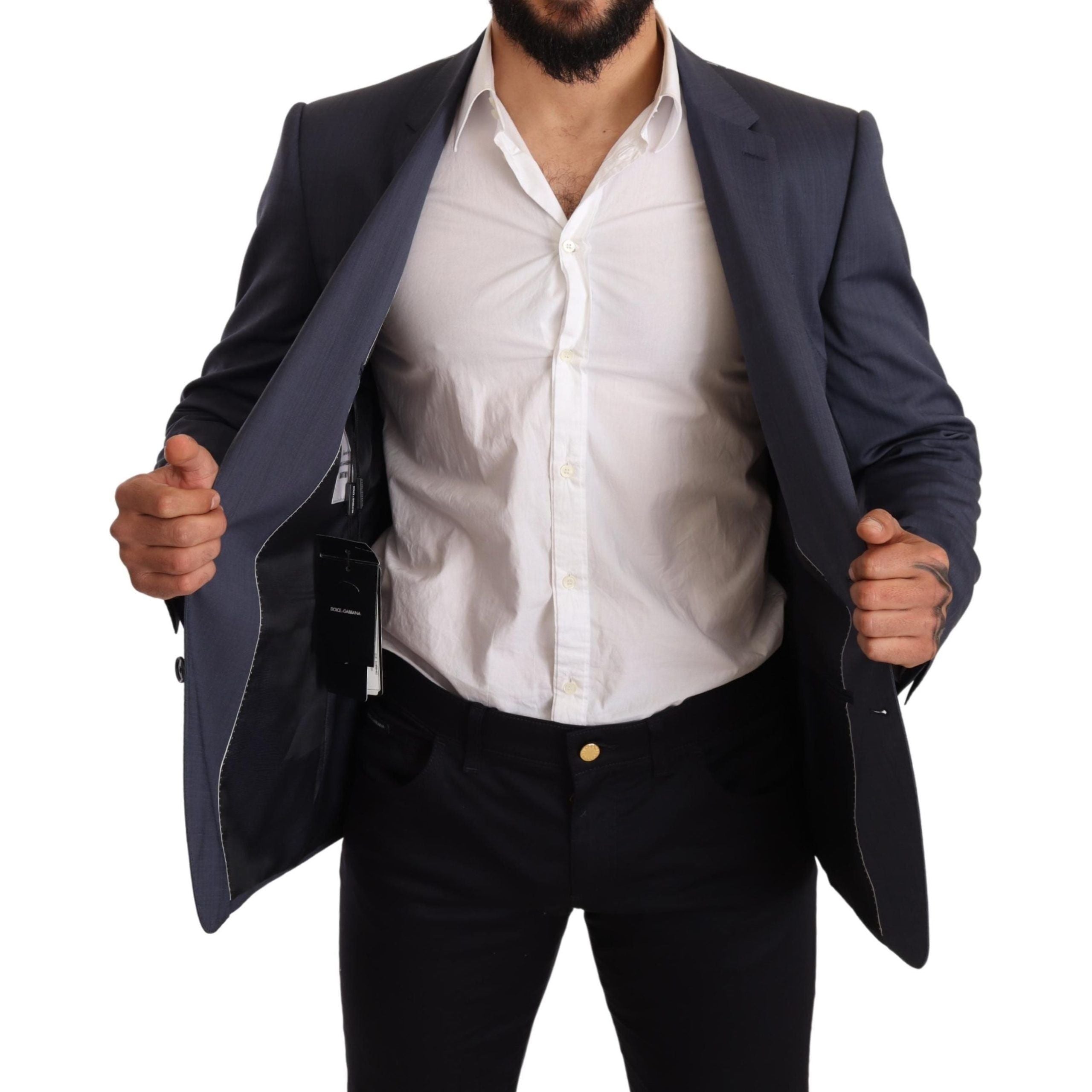 Dolce & Gabbana Blue Wool Martini Blazer Jacket