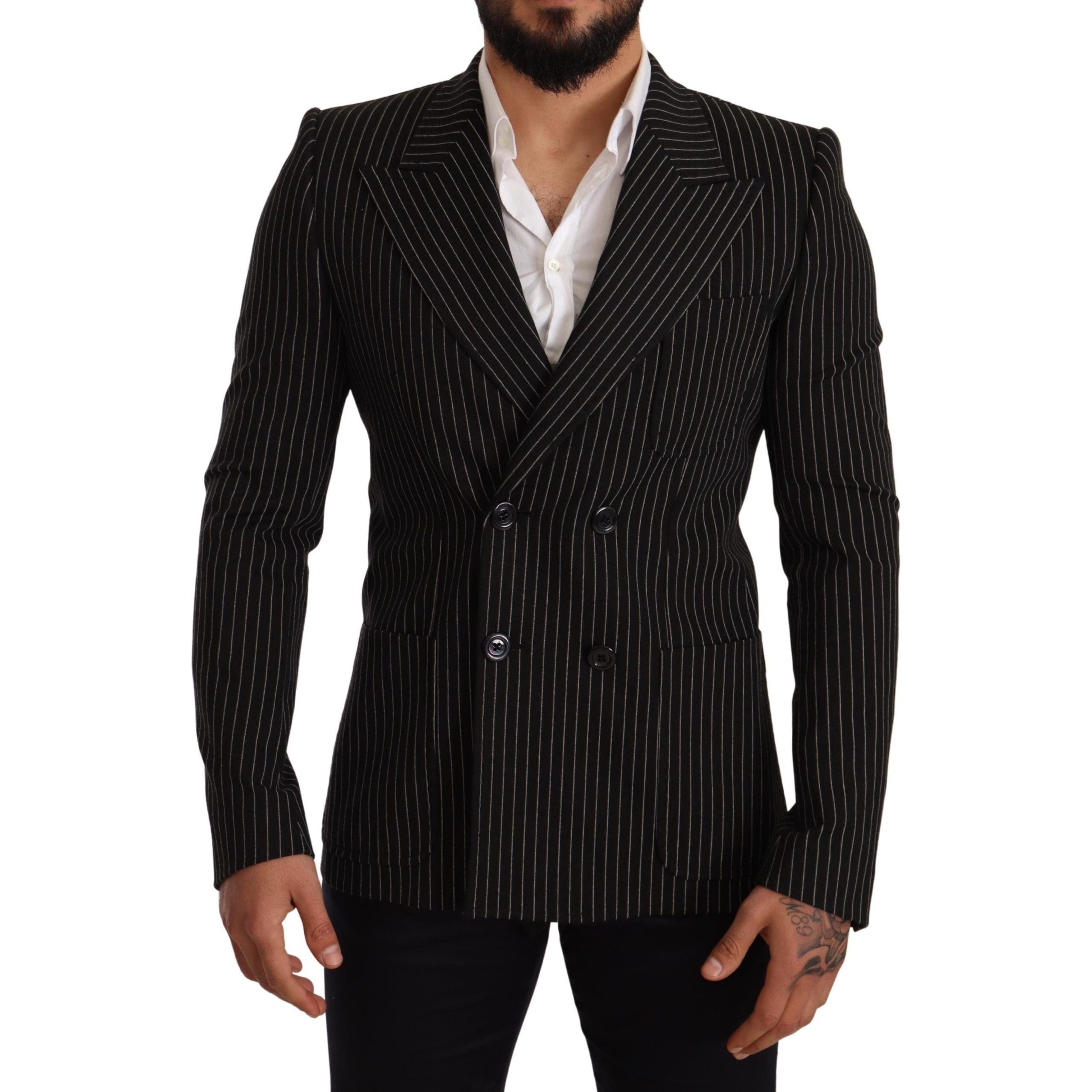 Dolce & Gabbana Black Wool Blazer with Silk Lining