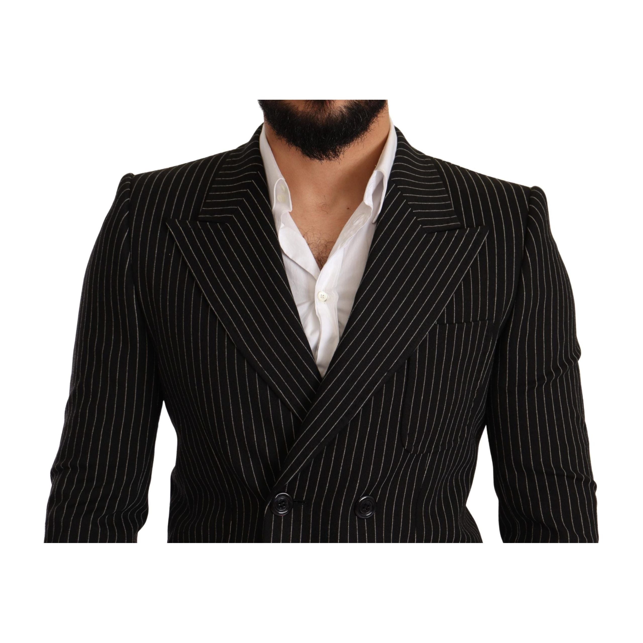 Dolce & Gabbana Black Wool Blazer with Silk Lining