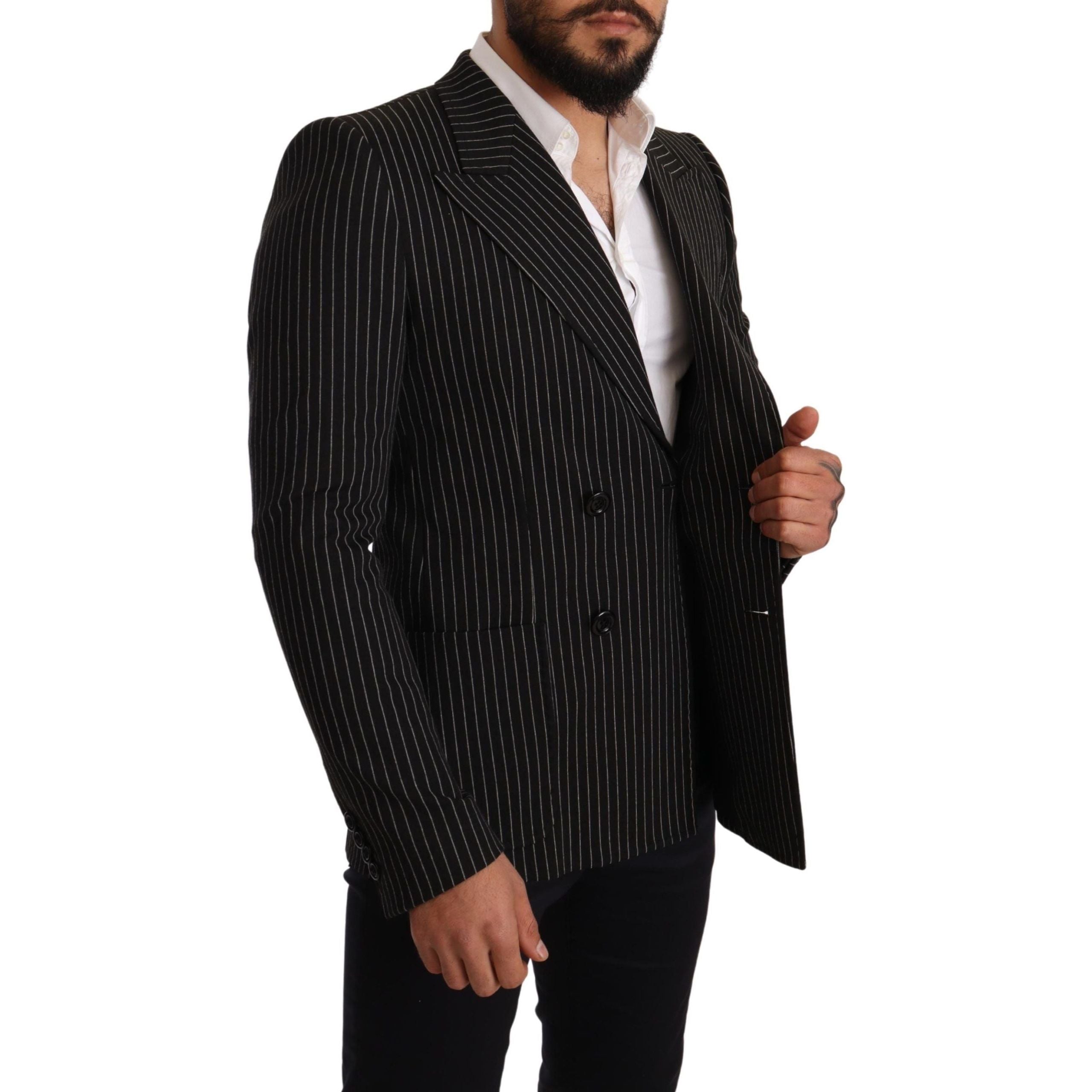 Dolce & Gabbana Black Wool Blazer with Silk Lining