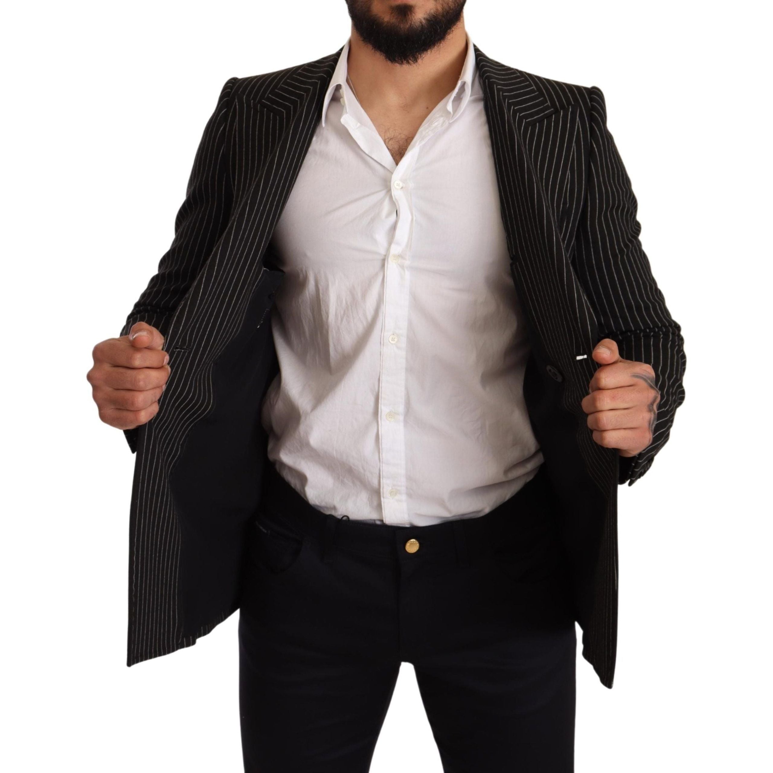 Dolce & Gabbana Black Wool Blazer with Silk Lining