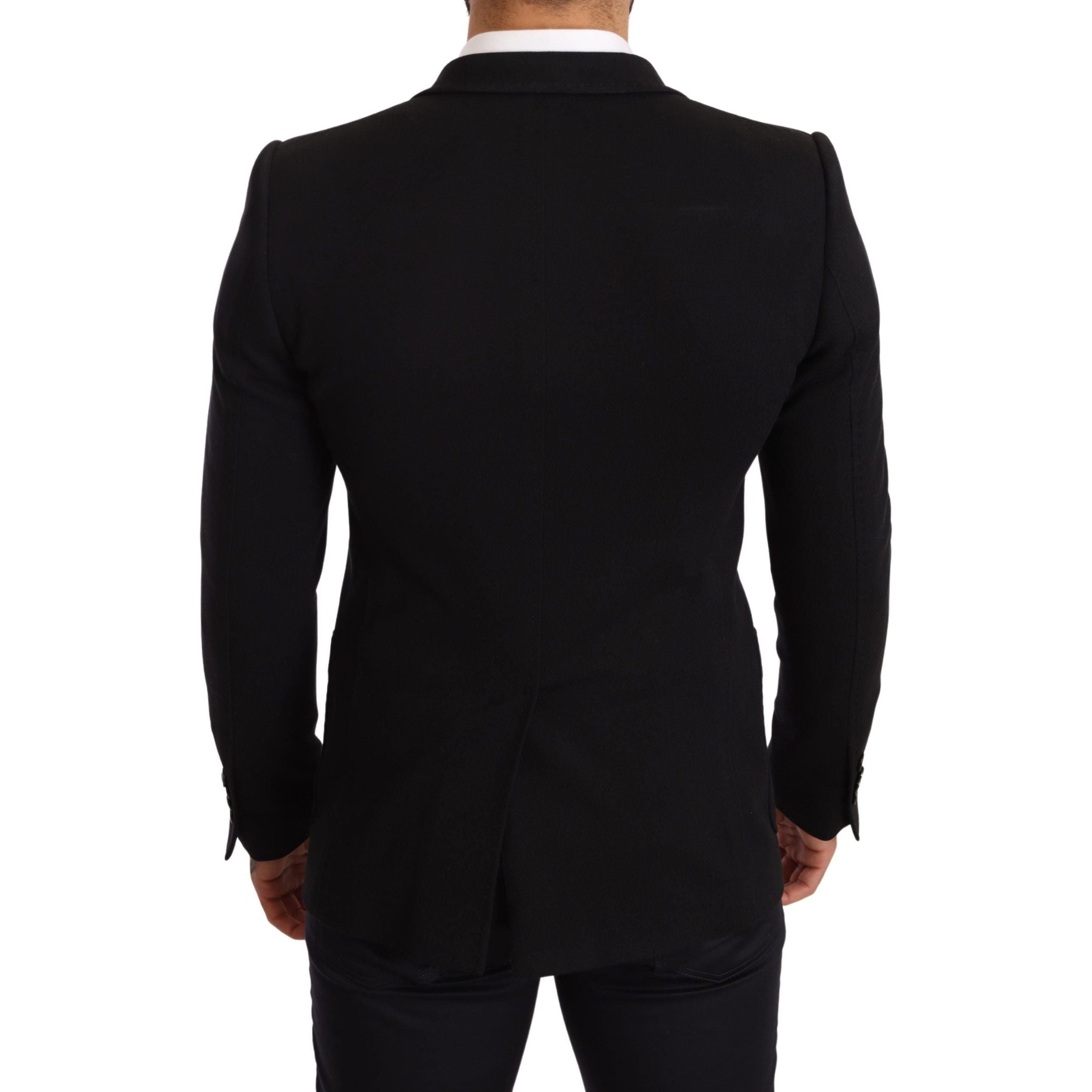 Dolce & Gabbana Black Cotton Elegant Slim Fit Blazer