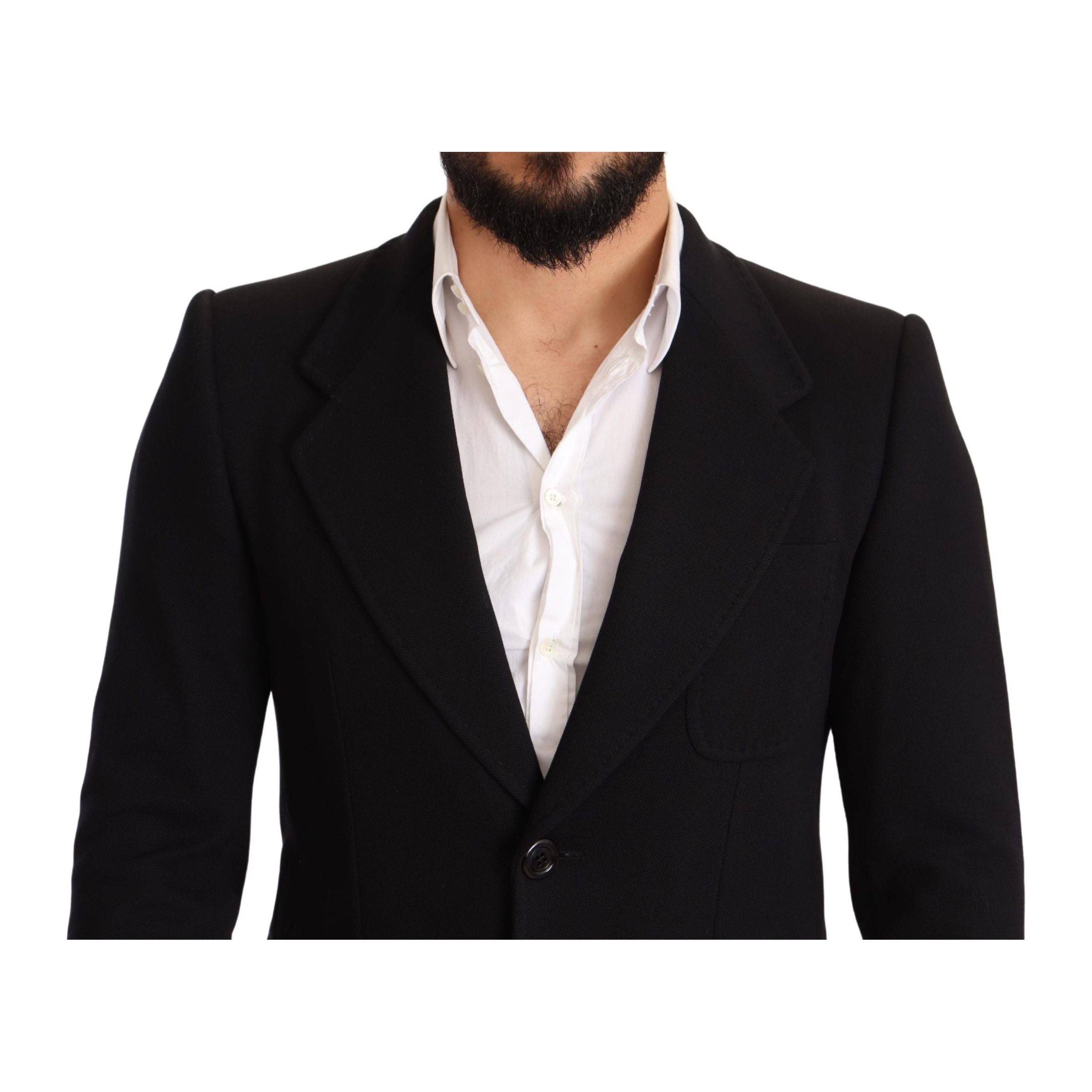 Dolce & Gabbana Black Cotton Elegant Slim Fit Blazer