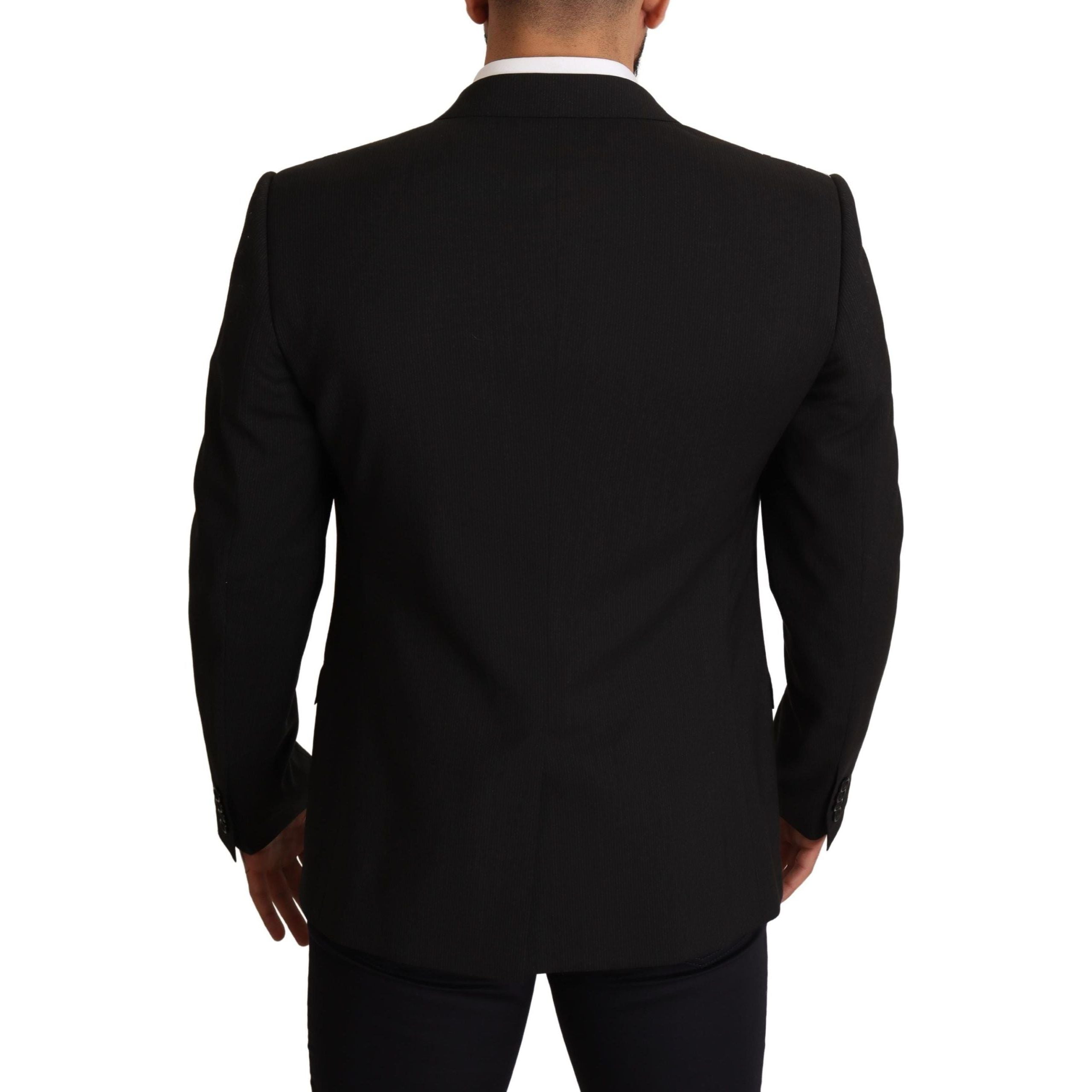 Dolce & Gabbana Black Wool Slim Fit Martini Blazer Jacket