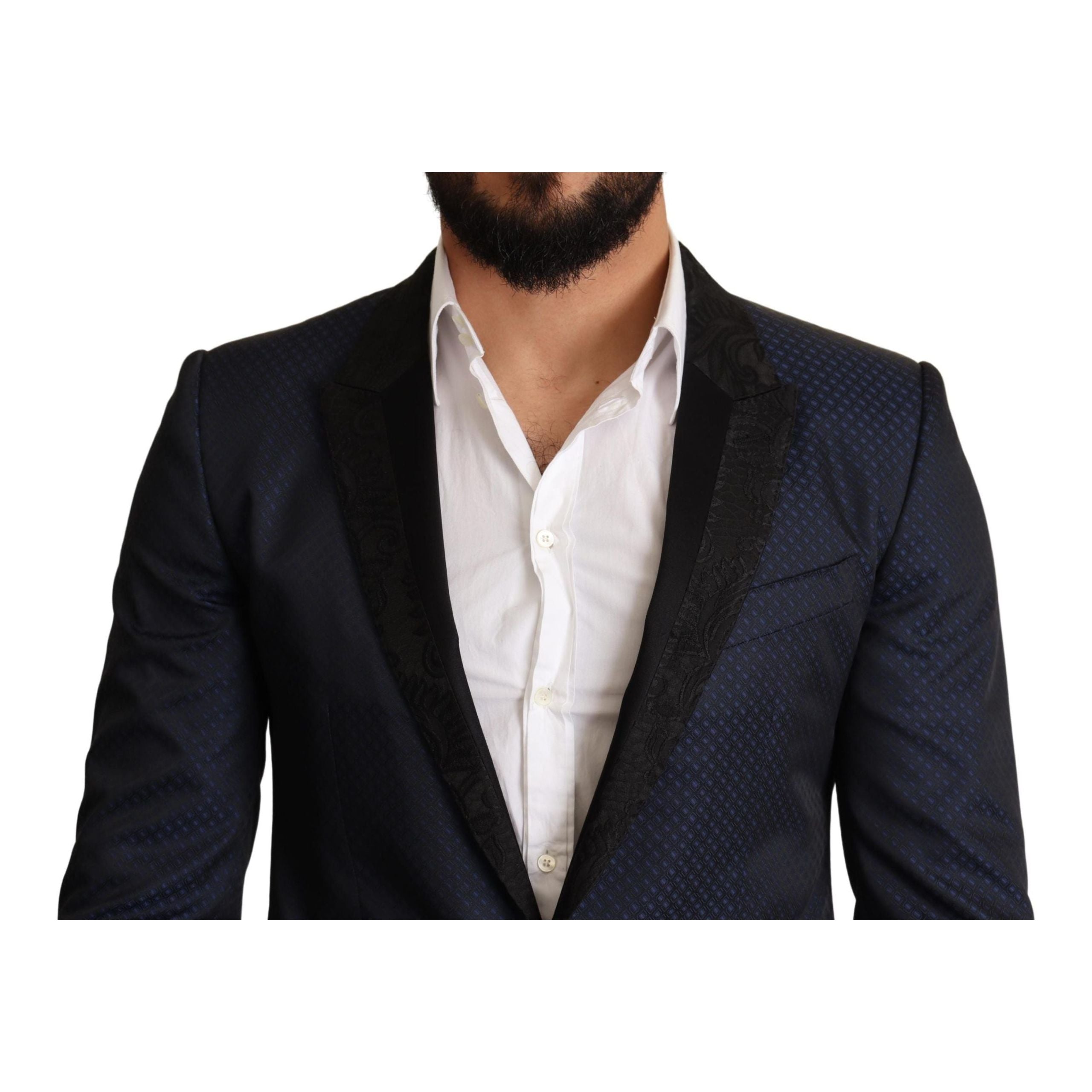 Dolce & Gabbana Blue Wool Slim Fit Martini Blazer