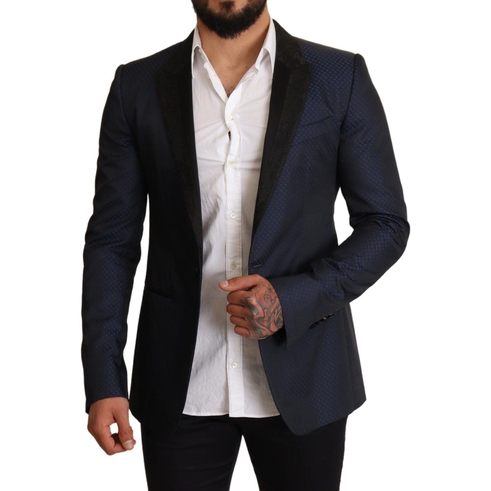 Dolce & Gabbana Blue Wool Slim Fit Martini Blazer